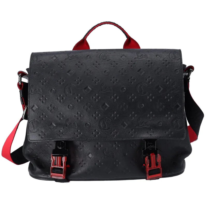 Christian Louboutin Rubyclick Messenger Shoulder Bag Black Red Leather sold by Gaby's Bags