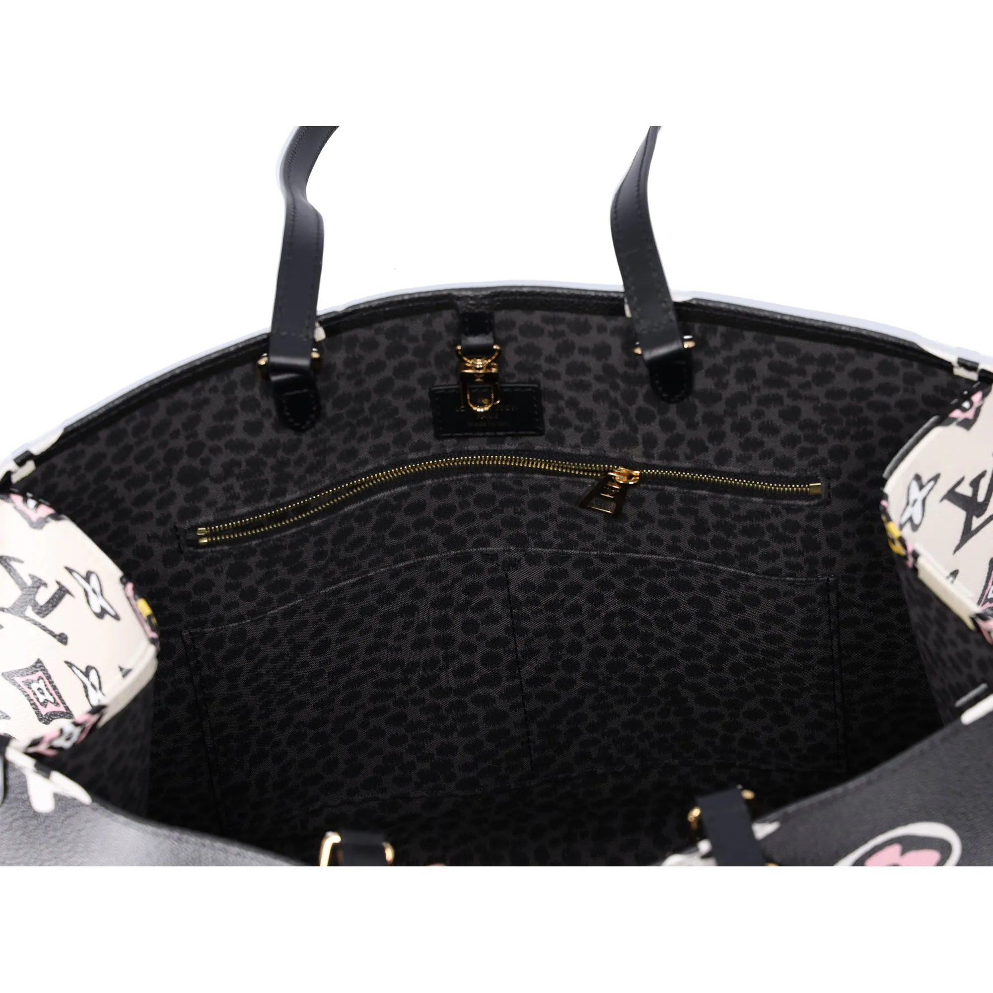 Louis Vuitton Onthego GM Wild at Heart Tote Bag Black Pink Monogram Canvas sold by Gaby's Bags product image thumbnail 3