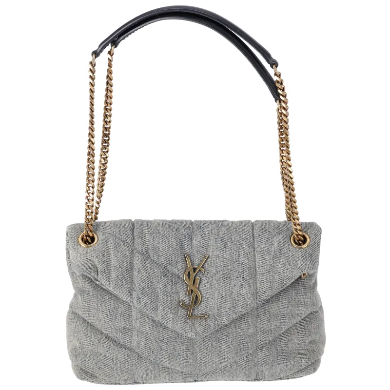 SAINT LAURENT PARIS Lulu Puffer Small Shoulder Bag 577476 Denim sold by Gaby's Bags