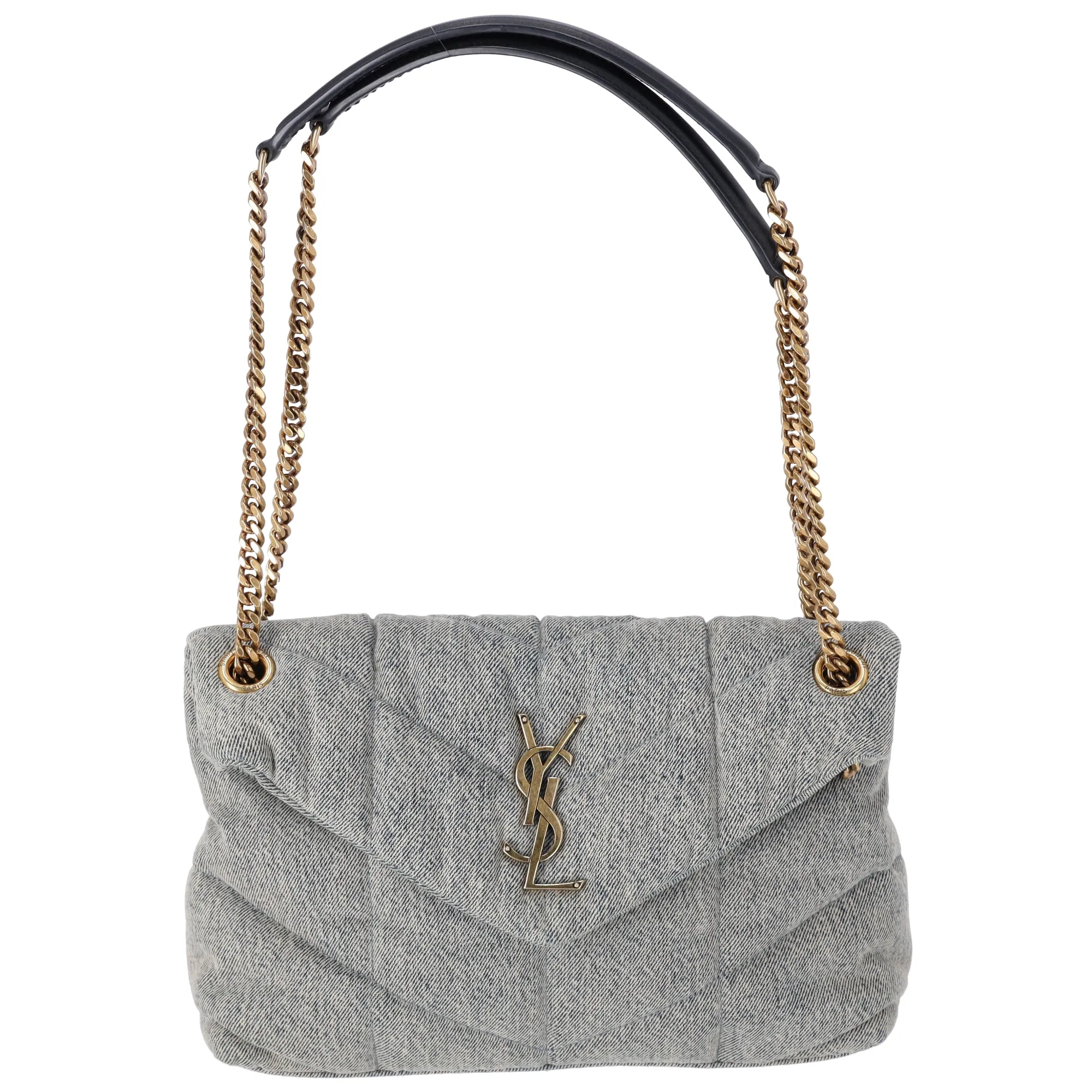 SAINT LAURENT PARIS Lulu Puffer Small Shoulder Bag 577476 Denim sold by Gaby's Bags