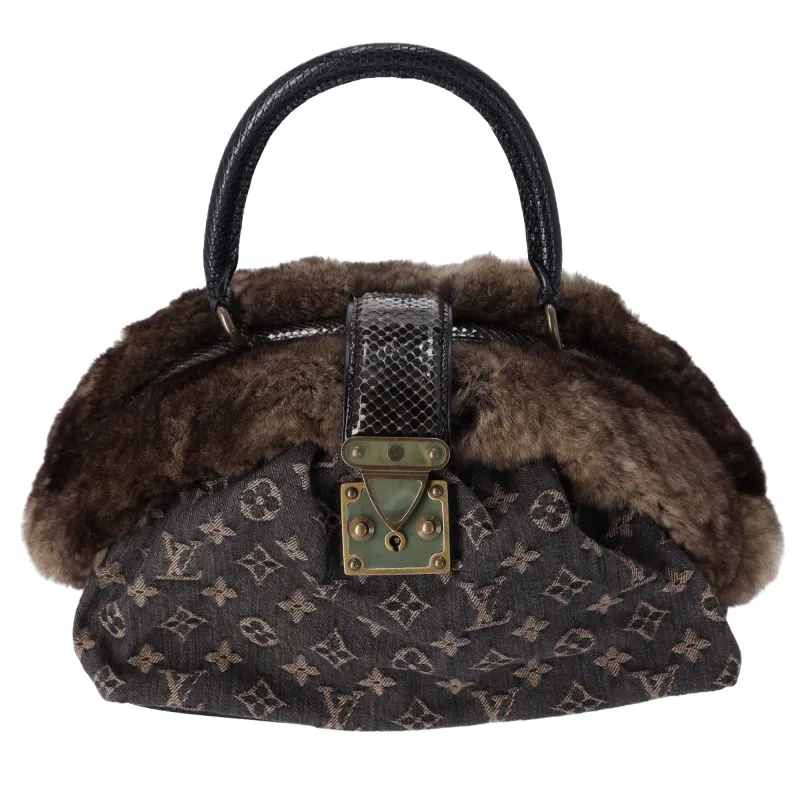 Louis Vuitton Demi Lune Bag Monogram Chinchilla Denim Fur Brown made by Louis Vuitton