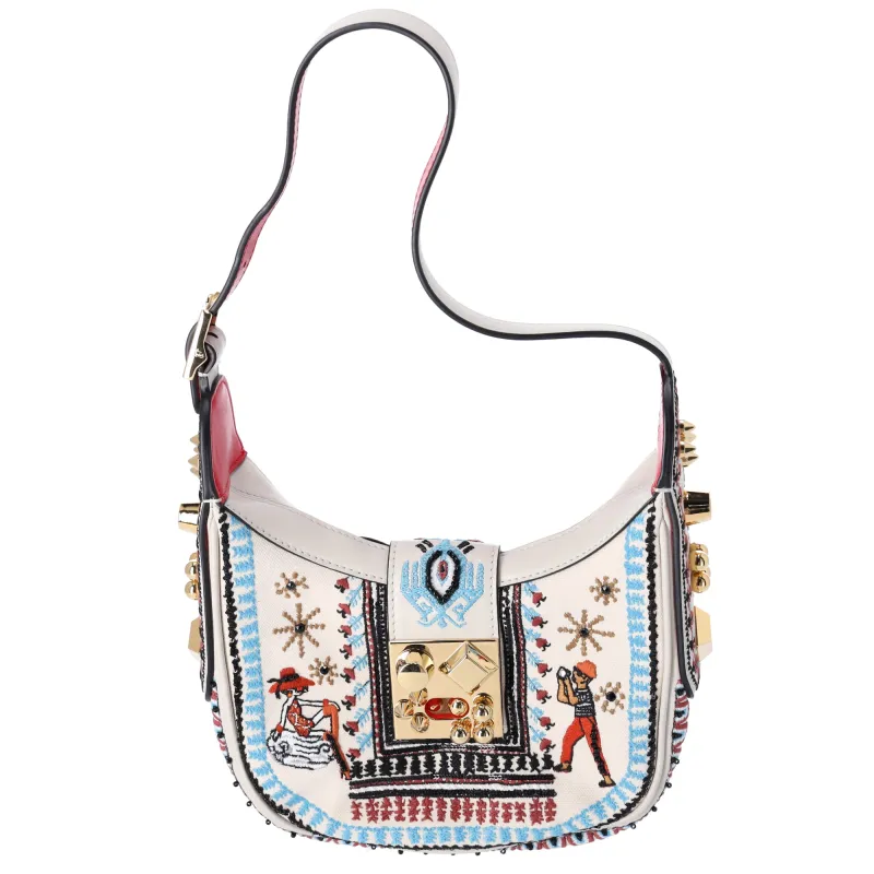 Christian Louboutin Carasky Mini Shoulder Bag 3225075 Cream Red Multi Leather sold by Gaby's Bags