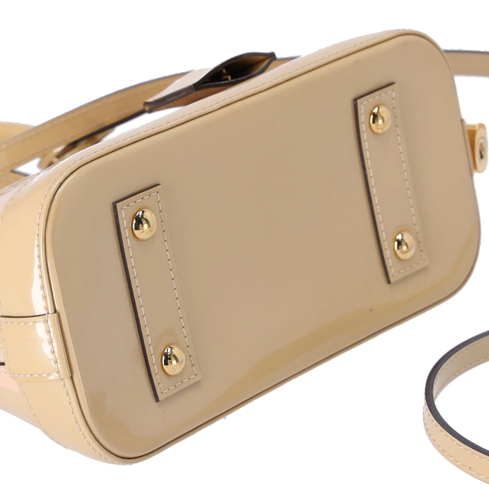 Louis Vuitton Alma BB Monogram Vernis Rayures Handbag Dune Pink Patent Leather sold by Gaby's Bags product image thumbnail 5