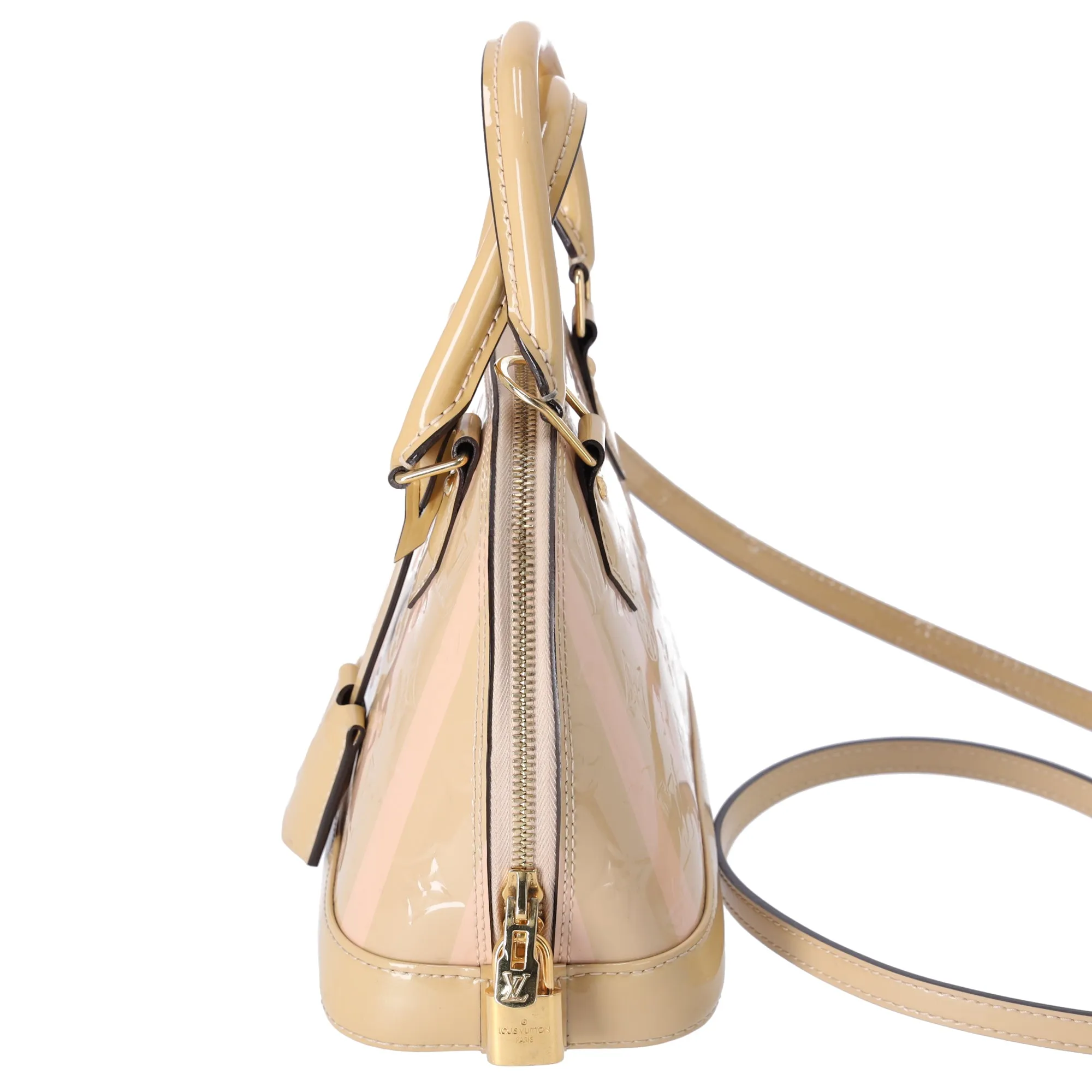 Louis Vuitton Alma BB Monogram Vernis Rayures Handbag Dune Pink Patent Leather sold by Gaby's Bags product image thumbnail 2