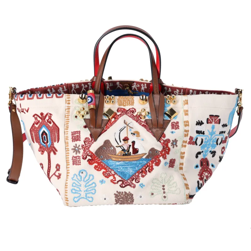 Christian Louboutin Greekaba Small Canvas Tote Bag Shoulder Bag sold by Gaby's Bags