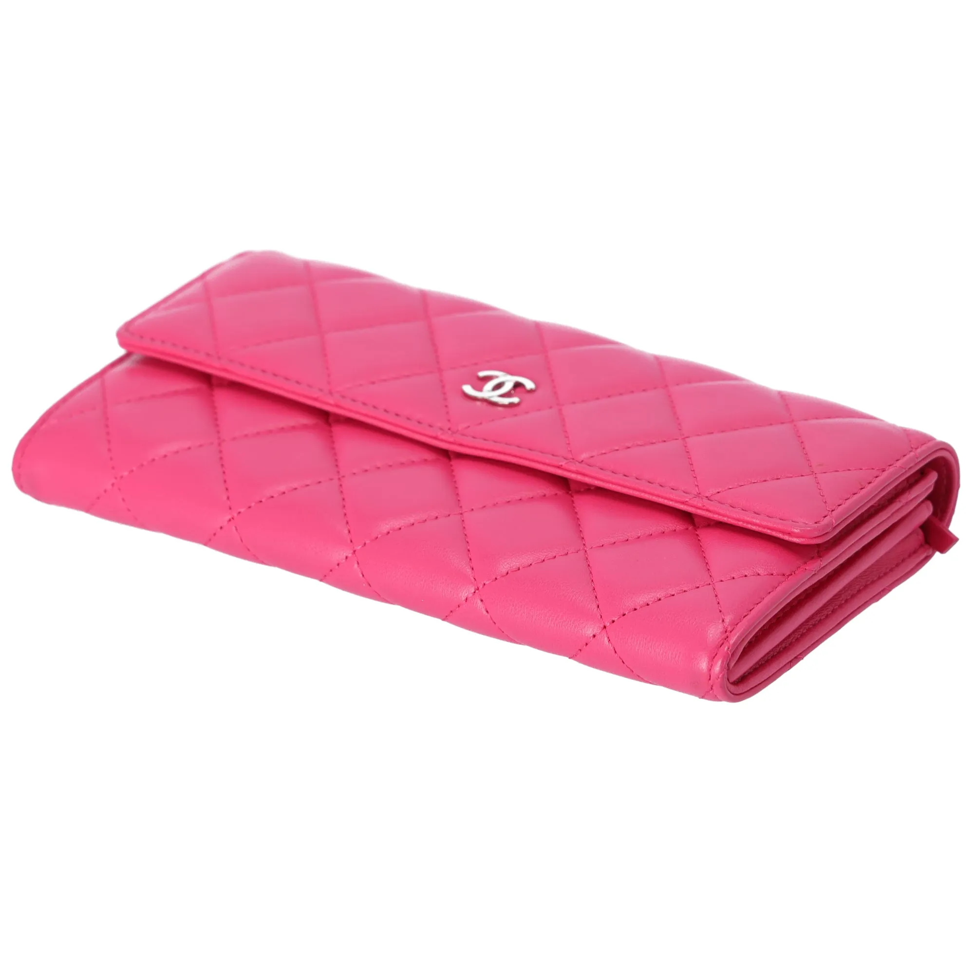 CHANEL Matelasse Long Flap Wallet Fuschia Pink Lambskin sold by Gaby's Bags product image thumbnail 4