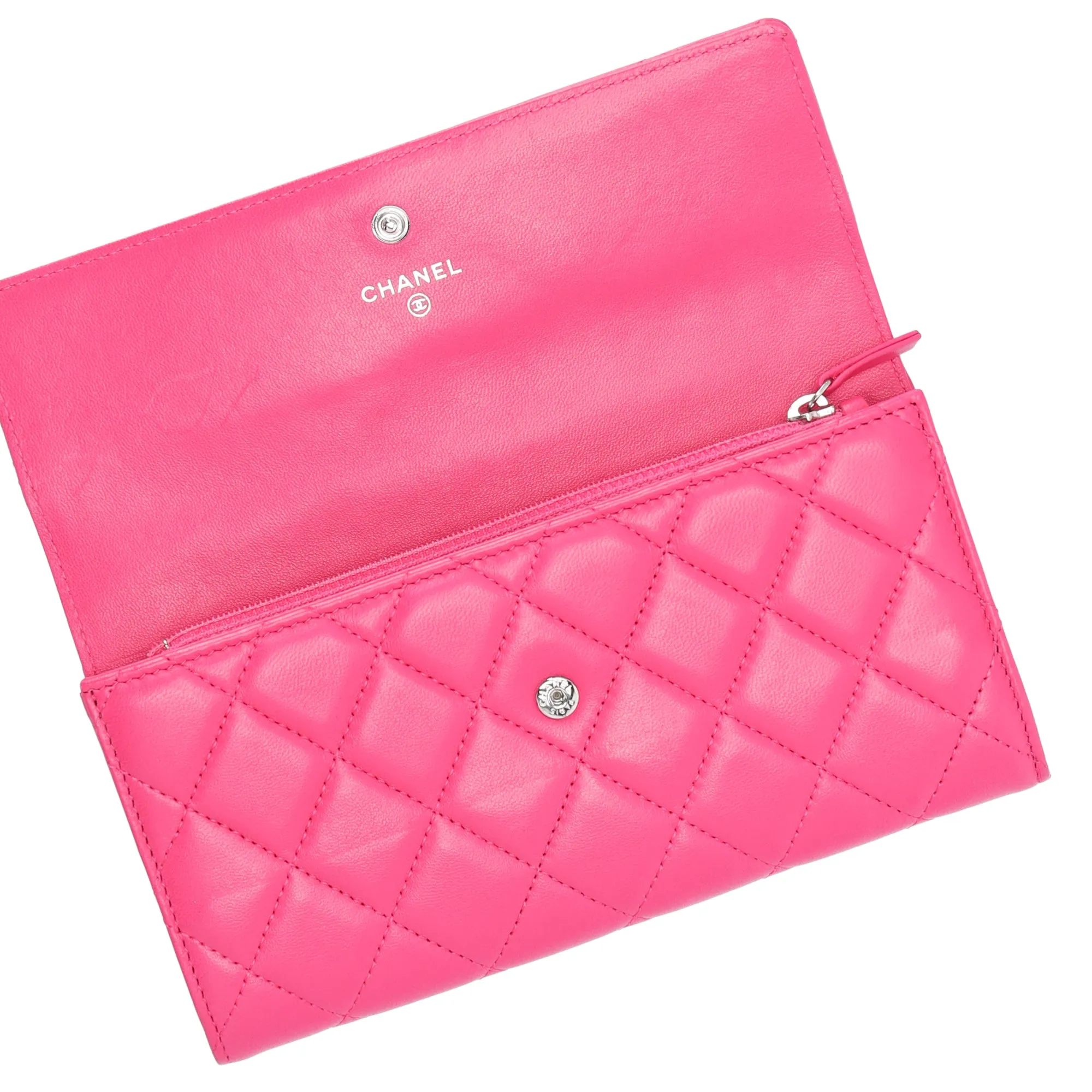 CHANEL Matelasse Long Flap Wallet Fuschia Pink Lambskin sold by Gaby's Bags product image thumbnail 5