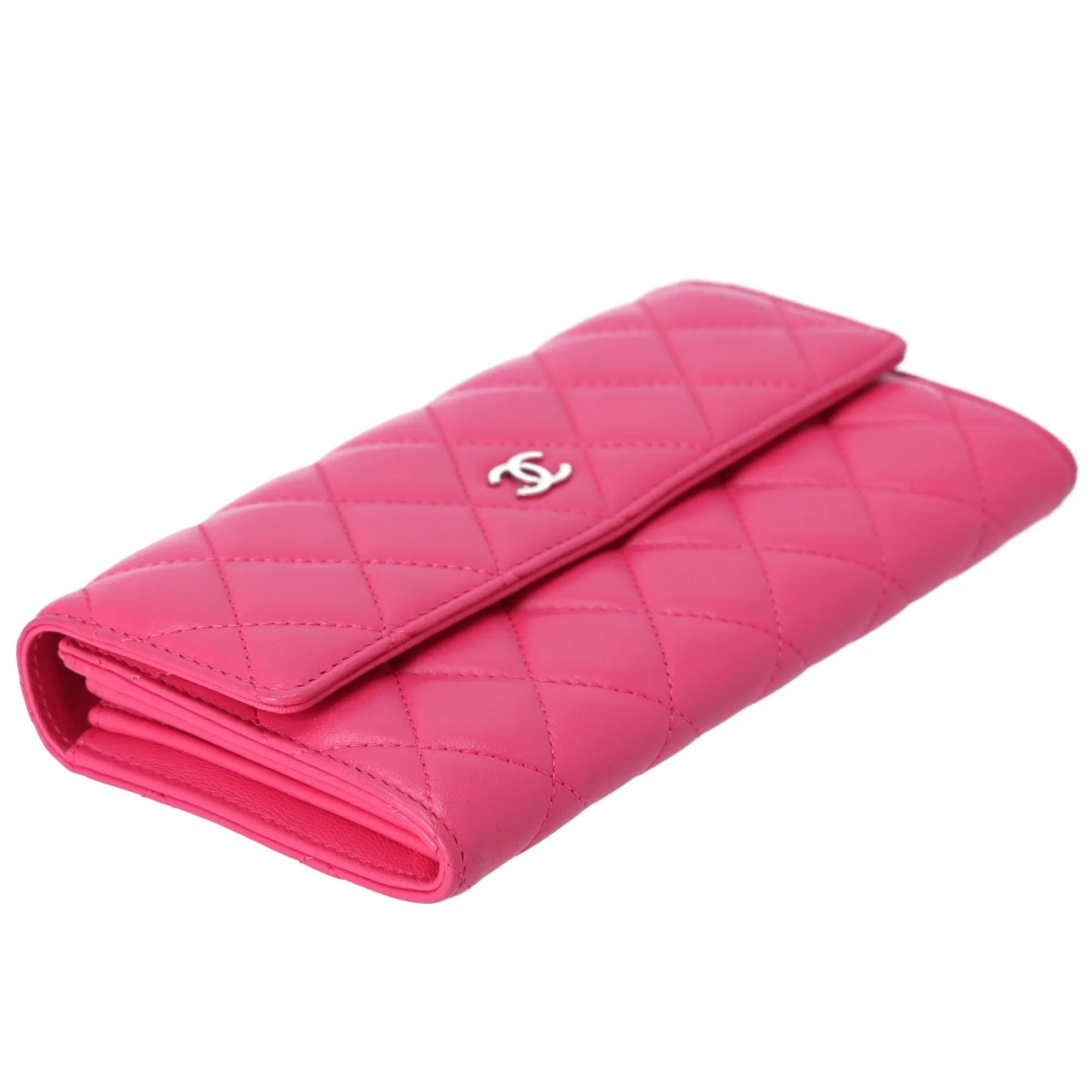 CHANEL Matelasse Long Flap Wallet Fuschia Pink Lambskin sold by Gaby's Bags product image thumbnail 3