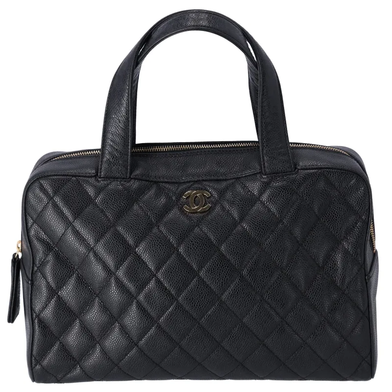 CHANEL Vintage Caviar CC Bowling Bag Black sold by Gaby's Bags