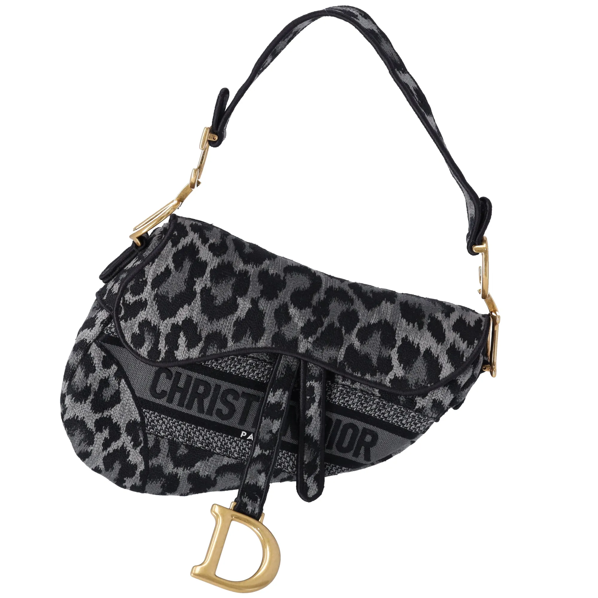 Christian Dior Saddle Bag Handbag Gray Black Leopard Jacquard sold by Gaby's Bags product image thumbnail 2