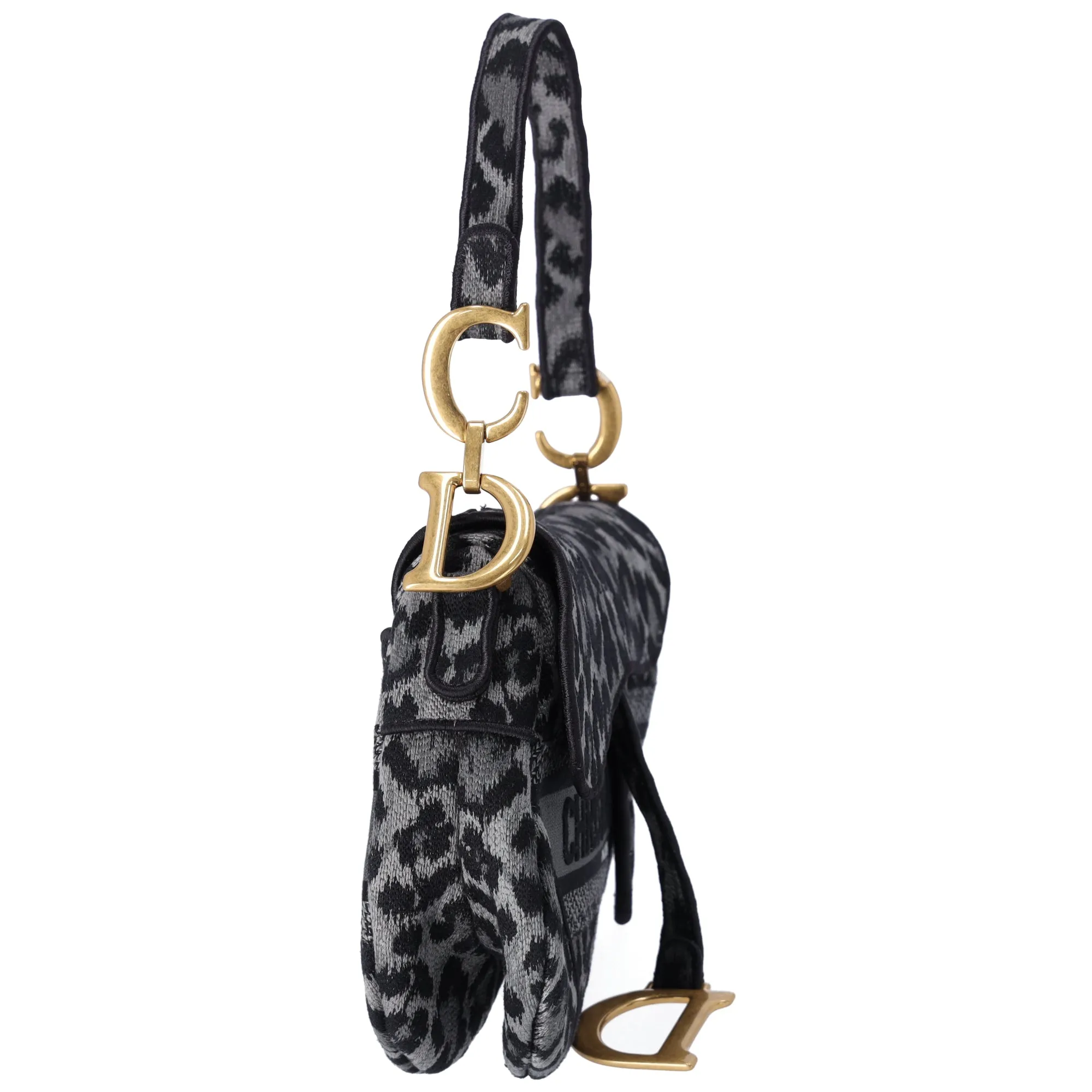 Christian Dior Saddle Bag Handbag Gray Black Leopard Jacquard sold by Gaby's Bags product image thumbnail 3