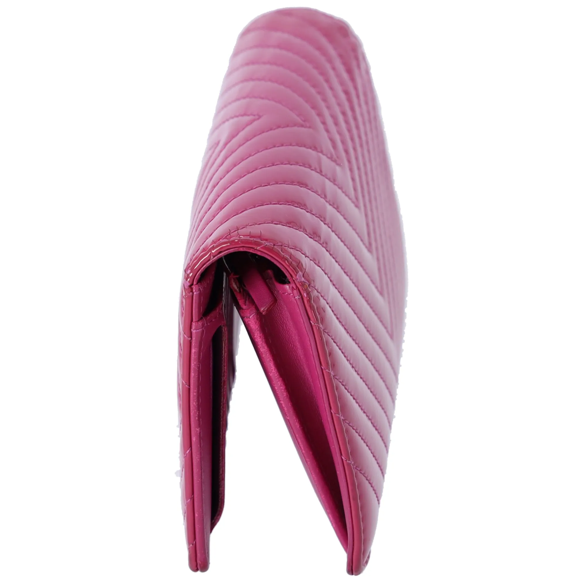 CHANEL V Stitch Chevron Long Bifold Wallet Pink Patent Leather sold by Gaby's Bags product image thumbnail 2