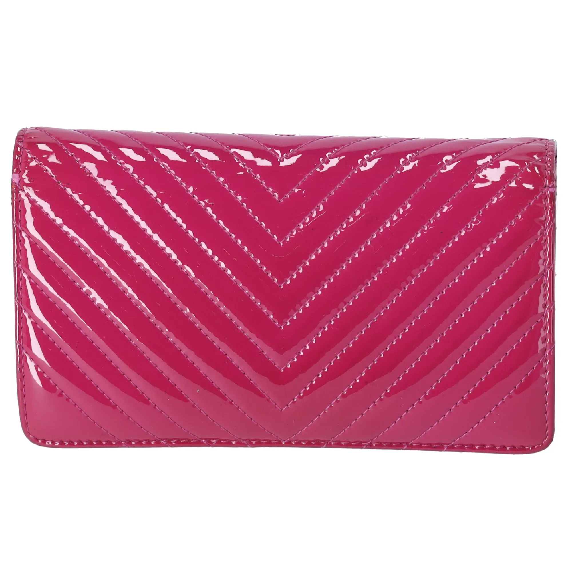 CHANEL V Stitch Chevron Long Bifold Wallet Pink Patent Leather sold by Gaby's Bags product image thumbnail 3