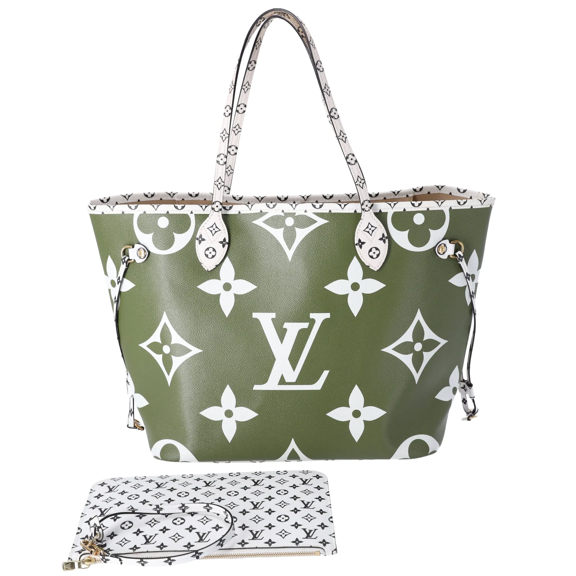 Louis Vuitton Neverfull MM Giant Monogram Tote Bag M44568 Khaki Green Canvas sold by Gaby's Bags