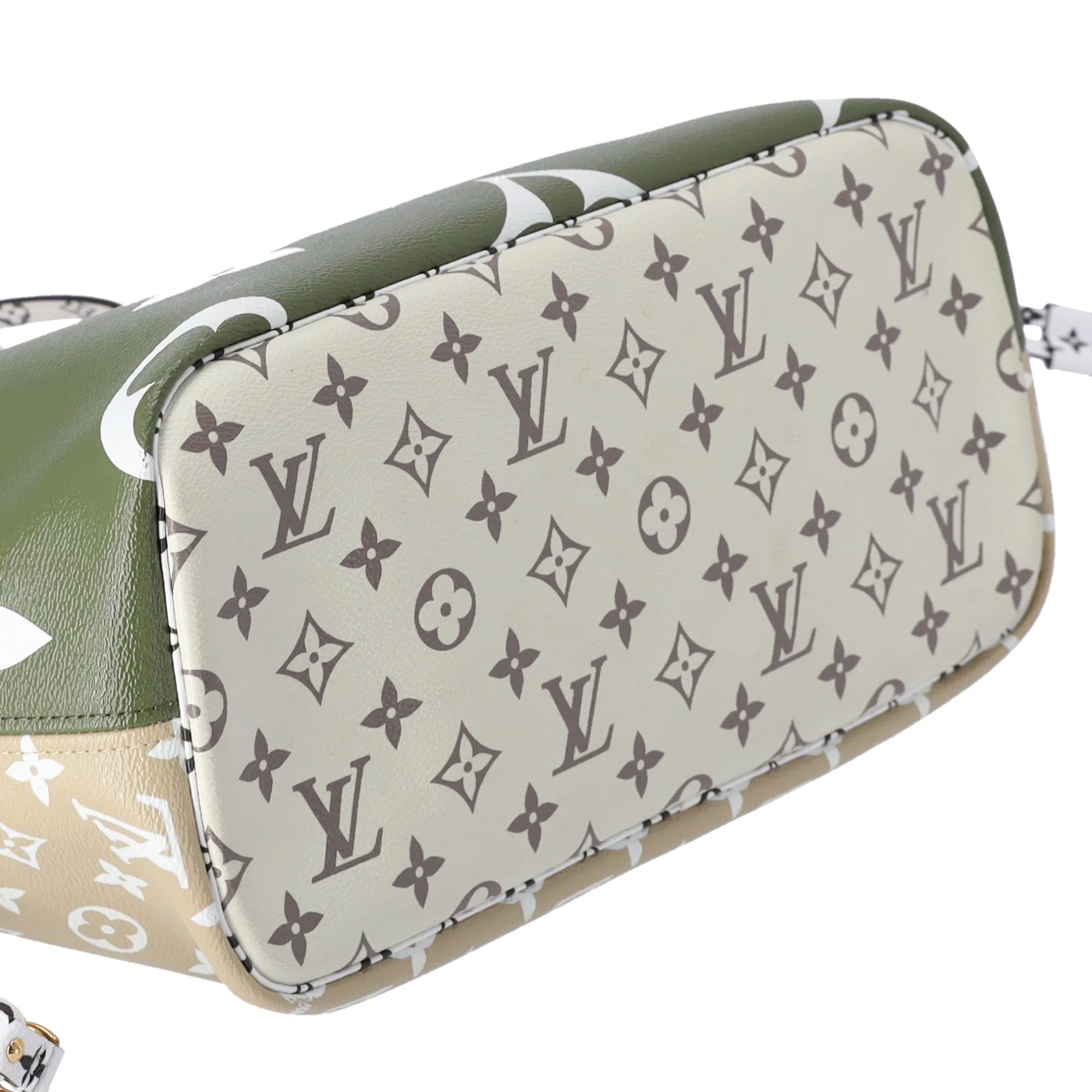 Louis Vuitton Neverfull MM Giant Monogram Tote Bag M44568 Khaki Green Canvas sold by Gaby's Bags product image thumbnail 5