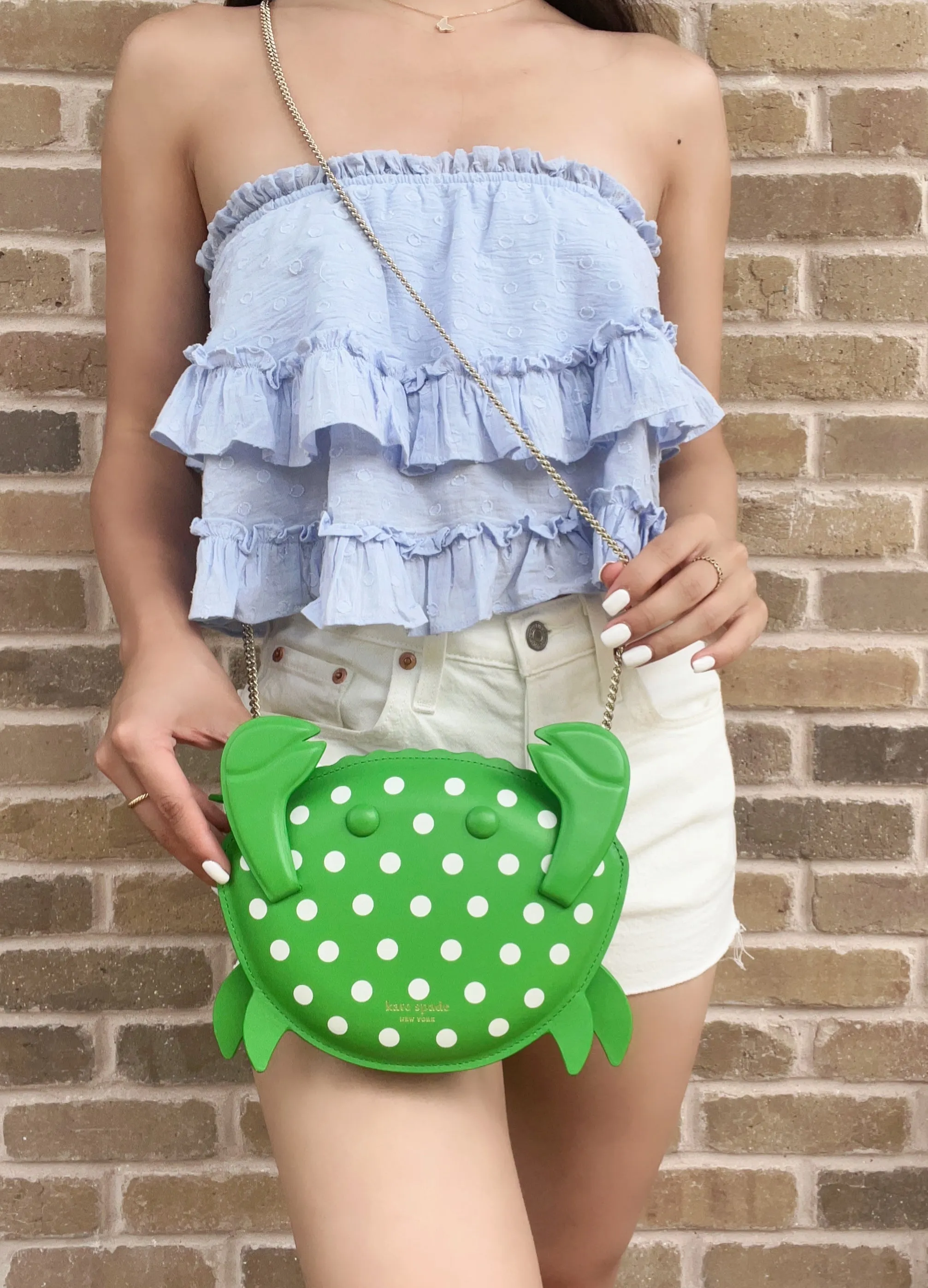 Kate Spade Shelly Crab Novelty Crossbody Green White Polka Dots sold by Gaby's Bags product image thumbnail 3