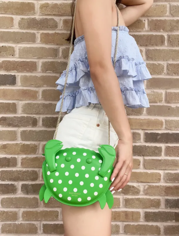 Kate Spade Shelly Crab Novelty Crossbody Green White Polka Dots sold by Gaby's Bags