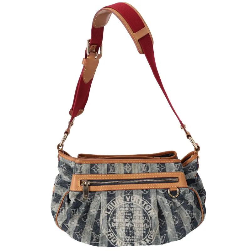 Louis Vuitton Porte Epaule Raye MM Monogram Denim Shoulder Bag M95334 sold by Gaby's Bags