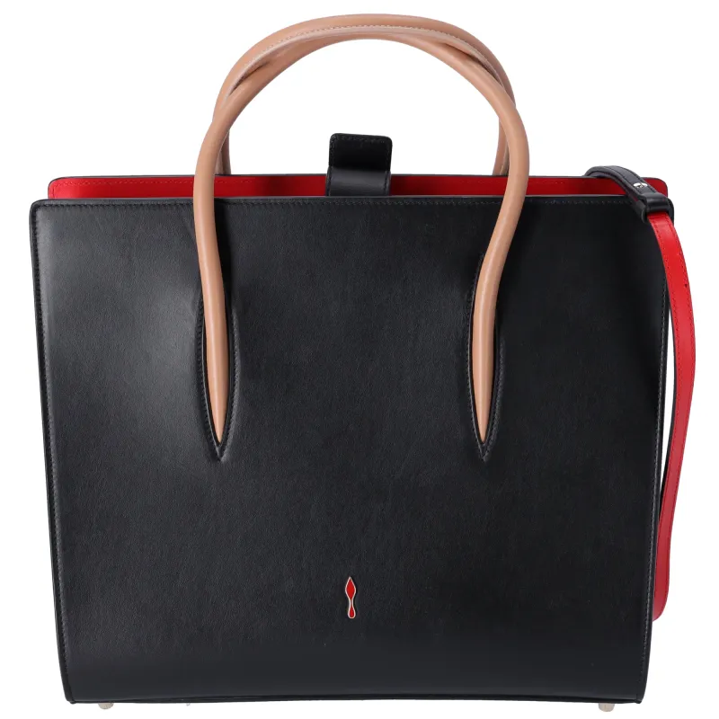 Christian Louboutin Paloma Large Tote Bag Black Light Brown Leopard Leather sold by Gaby's Bags
