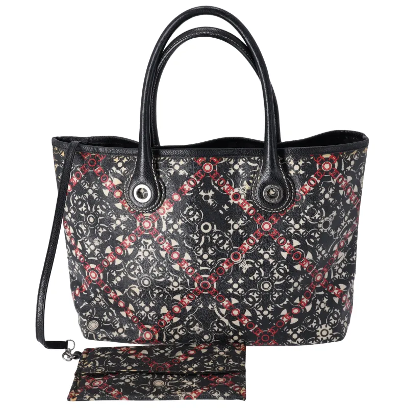 CHANEL Coco Travel Tote Bag Black Cream Red PVC Leather sold by Gaby's Bags