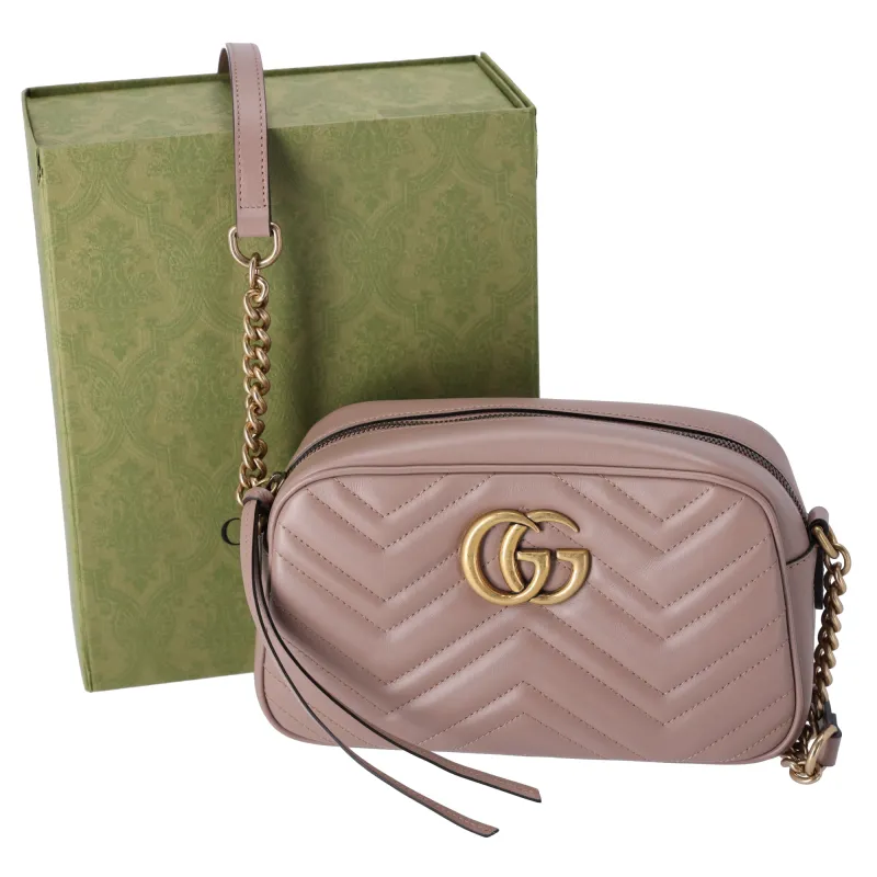 GUCCI GG Marmont Shoulder Bag 447632 Pink Beige Leather sold by Gaby's Bags