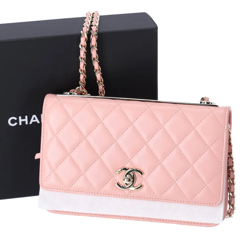 CHANEL Matelasse Trendy CC WOC Wallet on Chain Pink Lambskin made by Chanel