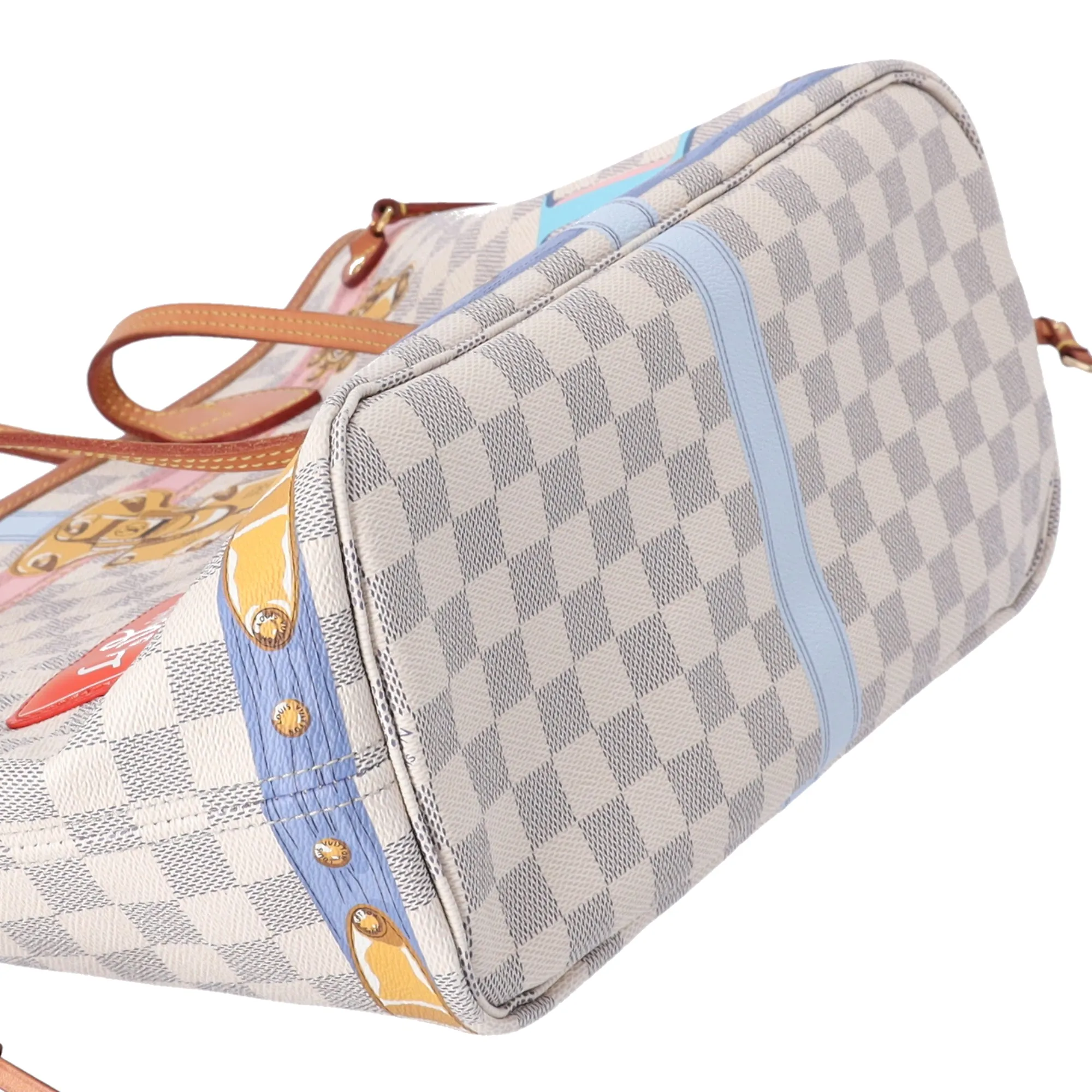 Louis Vuitton Neverfull MM Tote Multicolor Damier Azur N41065 Summer Truck sold by Gaby's Bags product image thumbnail 5