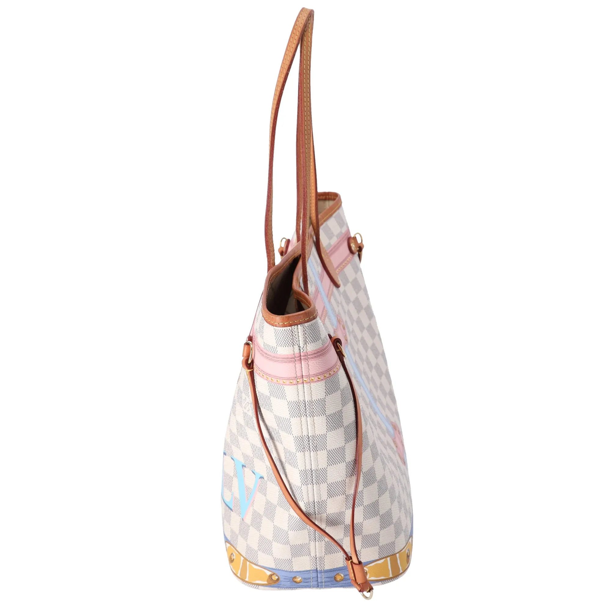 Louis Vuitton Neverfull MM Tote Multicolor Damier Azur N41065 Summer Truck sold by Gaby's Bags product image thumbnail 3