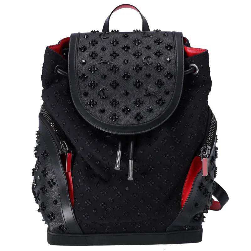 Christian Louboutin Explorafunk Backpack Studded Black Red Canvas Leather made by Christian Louboutin