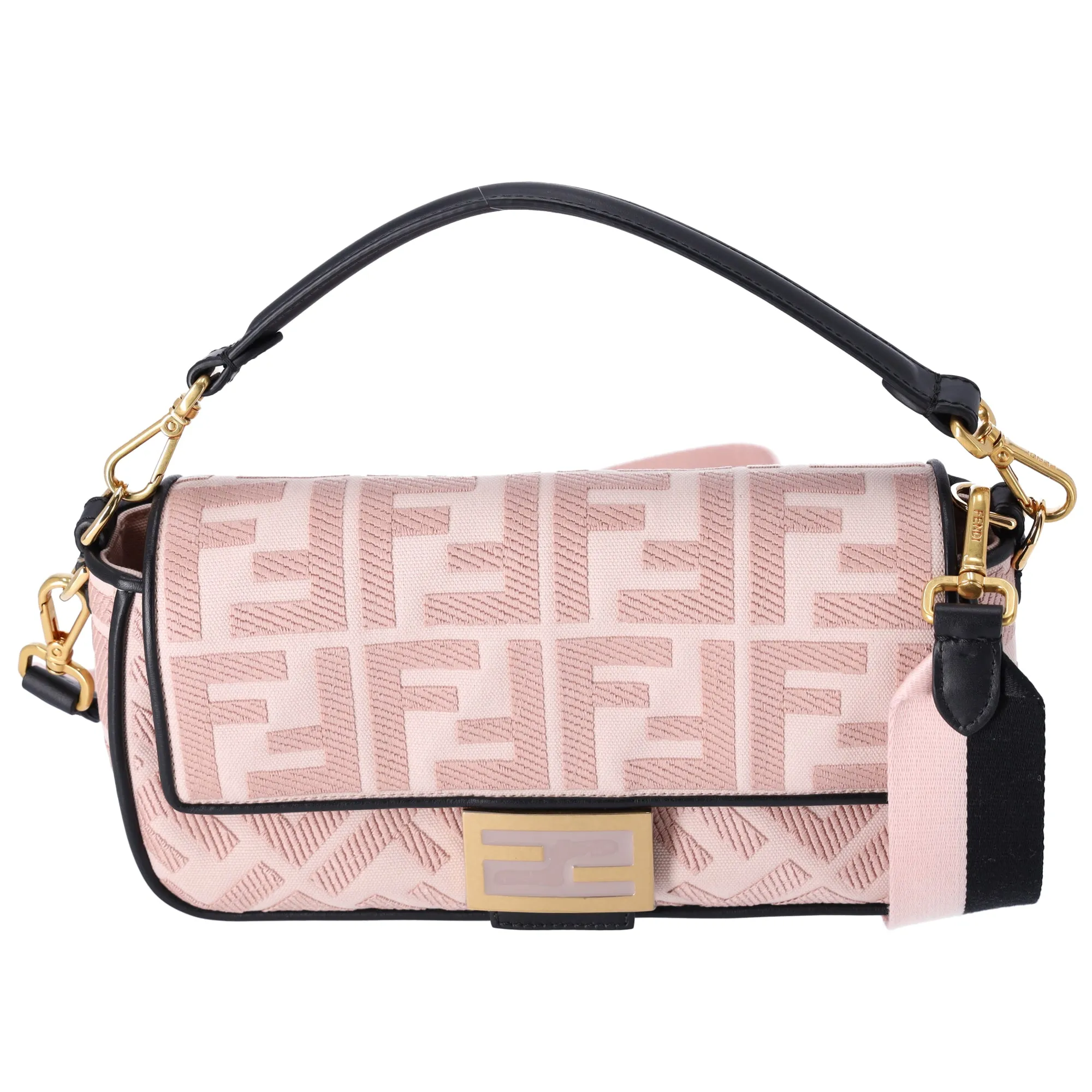 FENDI Mamma Baguette Zucca Pattern Handbag 8BR600 Pink Beige Black Jacquard sold by Gaby's Bags