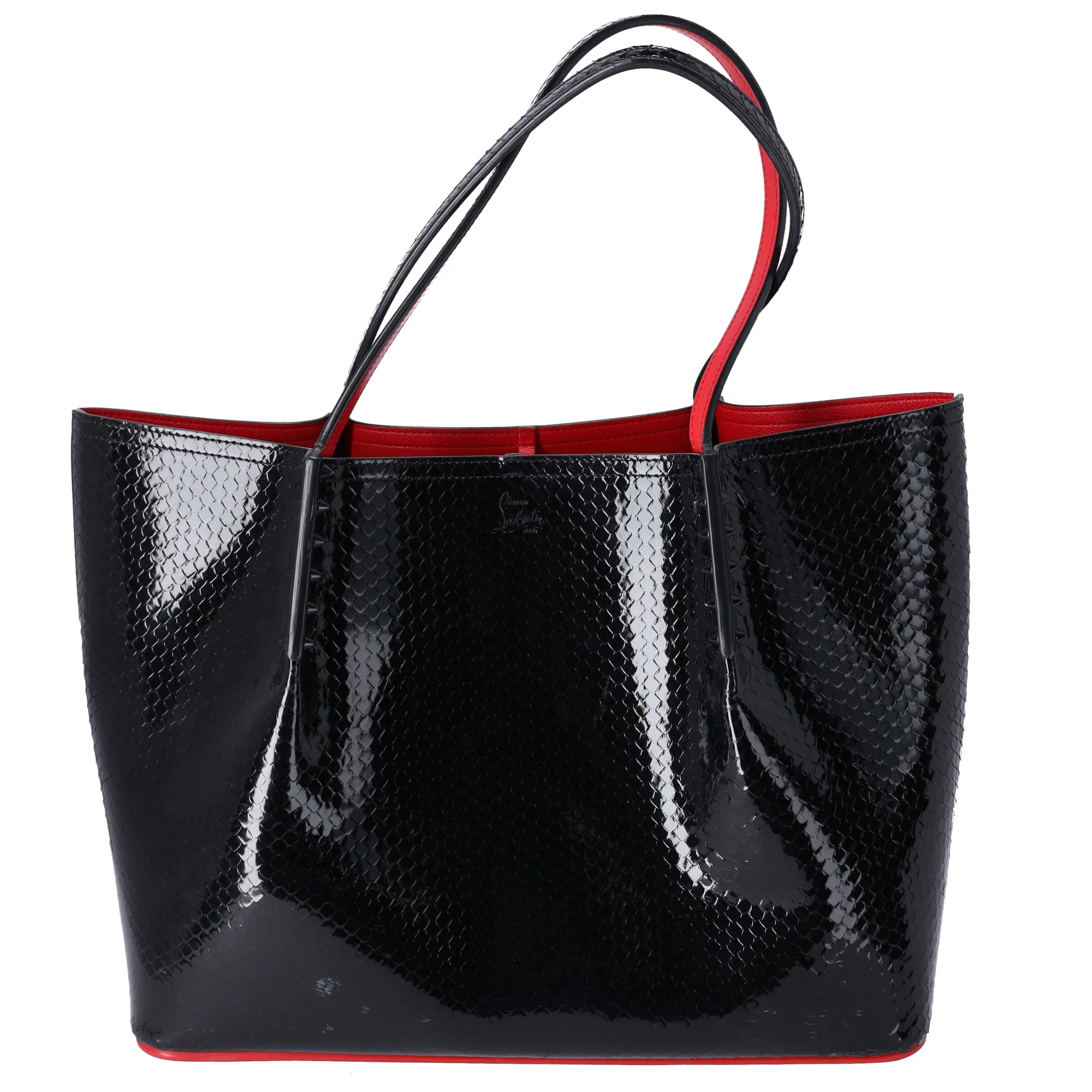 Christian Louboutin Hippolock Large Tote Bag Black Red Patent Leather sold by Gaby's Bags