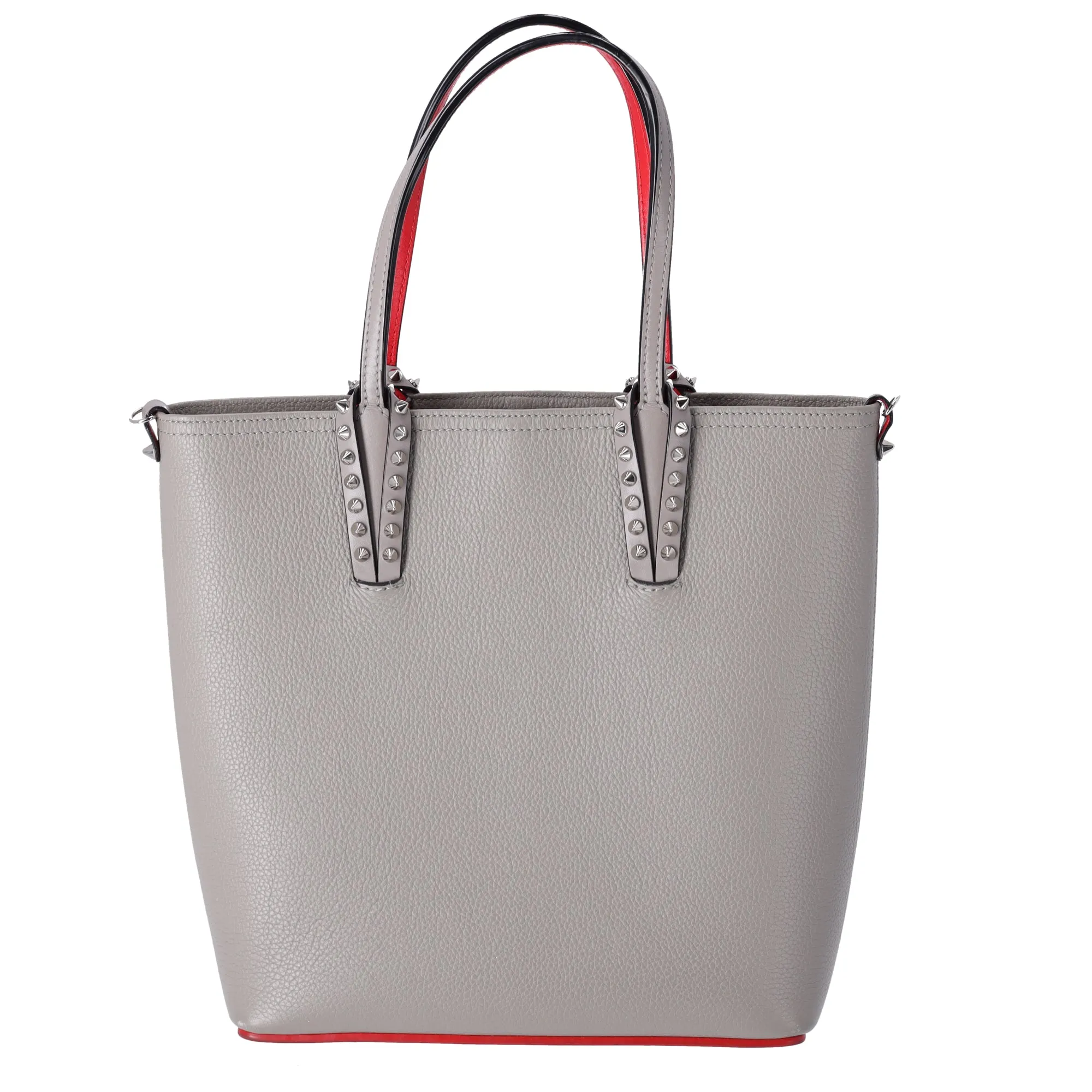 Christian Louboutin Cabata North South Tote Bag Gray Red Leather sold by Gaby's Bags