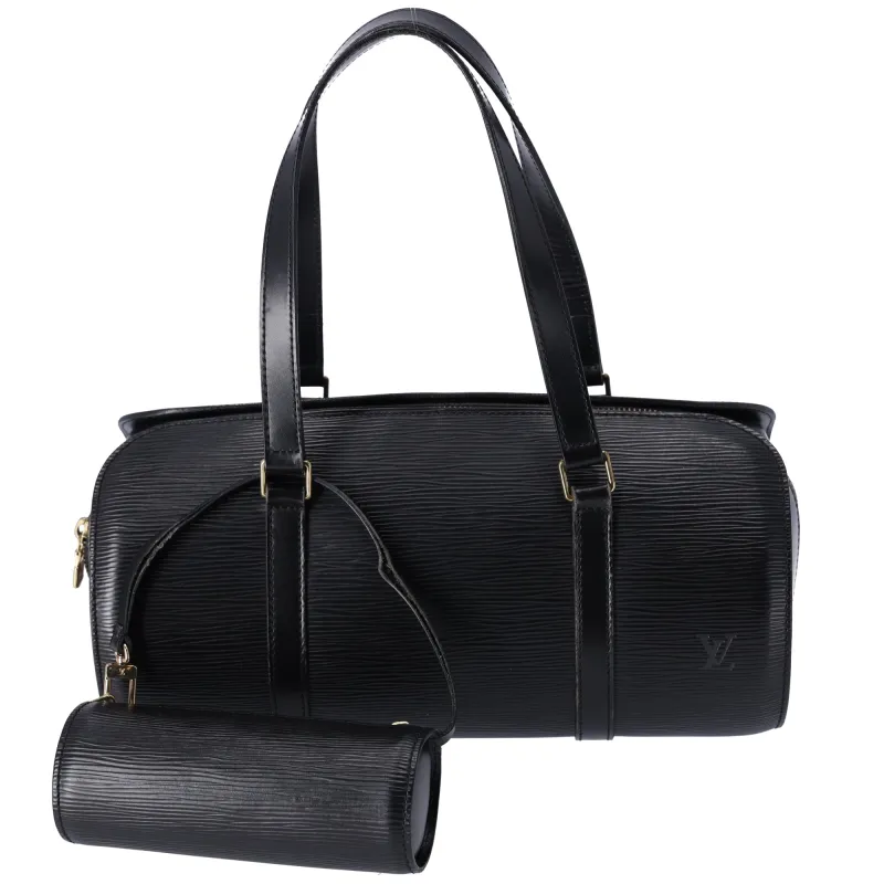 Louis Vuitton Soufflot Epi Handbag M52222 Black Leather + Pouch sold by Gaby's Bags