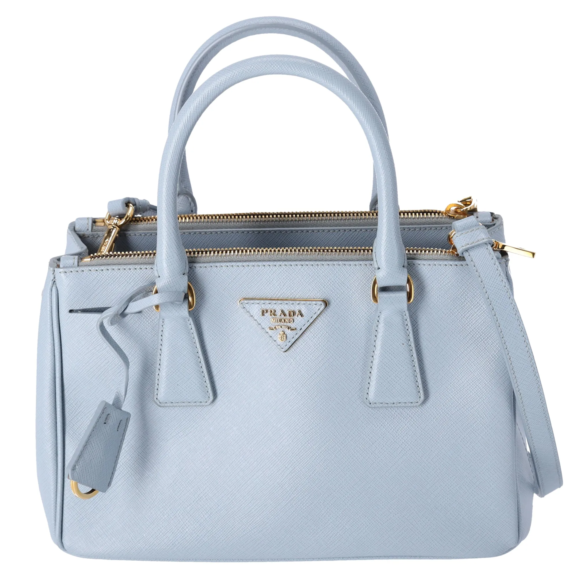 PRADA Galleria Mini Satchel Shoulder Bag Light Blue Leather sold by Gaby's Bags