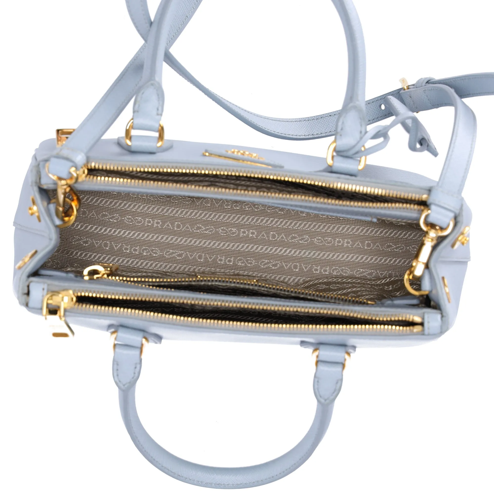 PRADA Galleria Mini Satchel Shoulder Bag Light Blue Leather sold by Gaby's Bags product image thumbnail 5