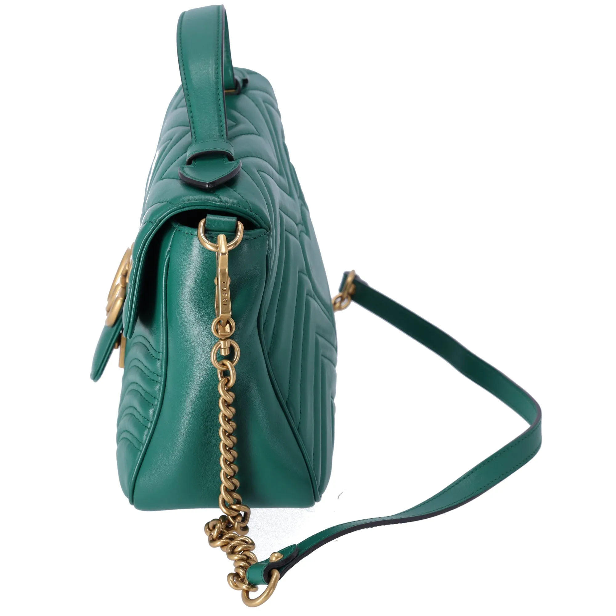 GUCCI GG Marmont Small Top Handle Bag Handbag 498110 Green Leather sold by Gaby's Bags product image thumbnail 2