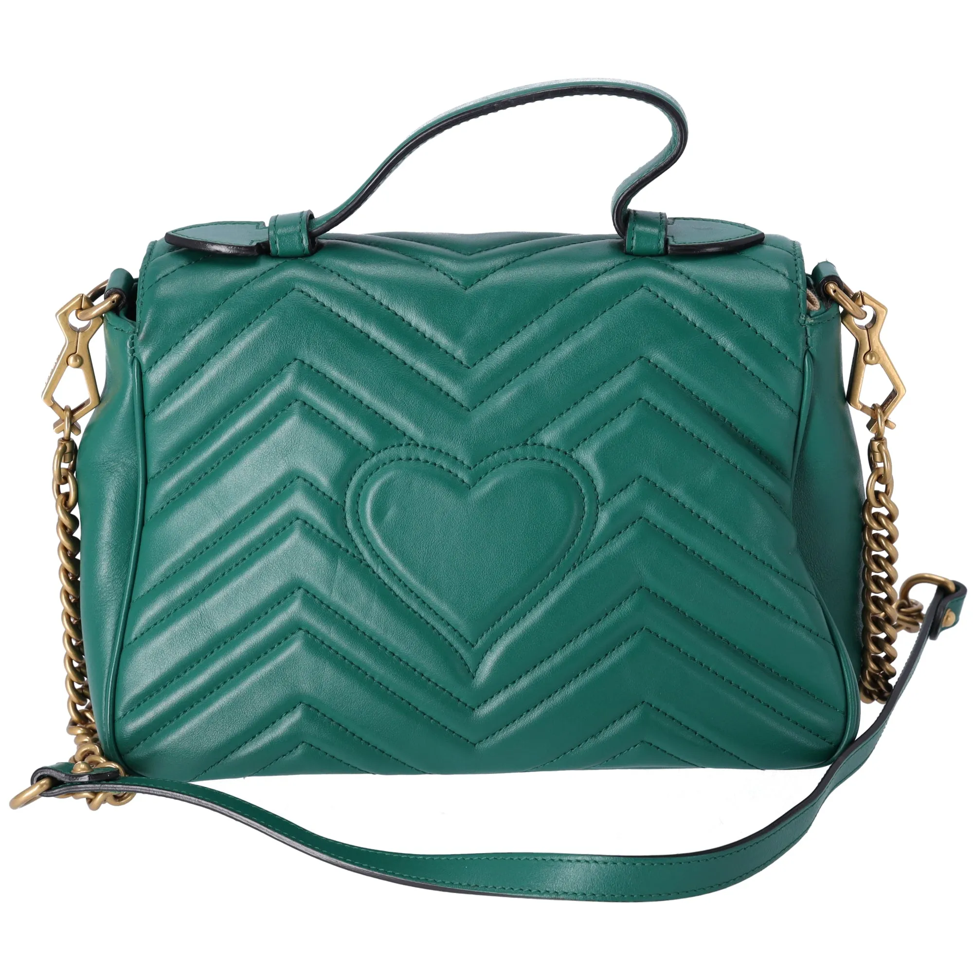 GUCCI GG Marmont Small Top Handle Bag Handbag 498110 Green Leather sold by Gaby's Bags product image thumbnail 3