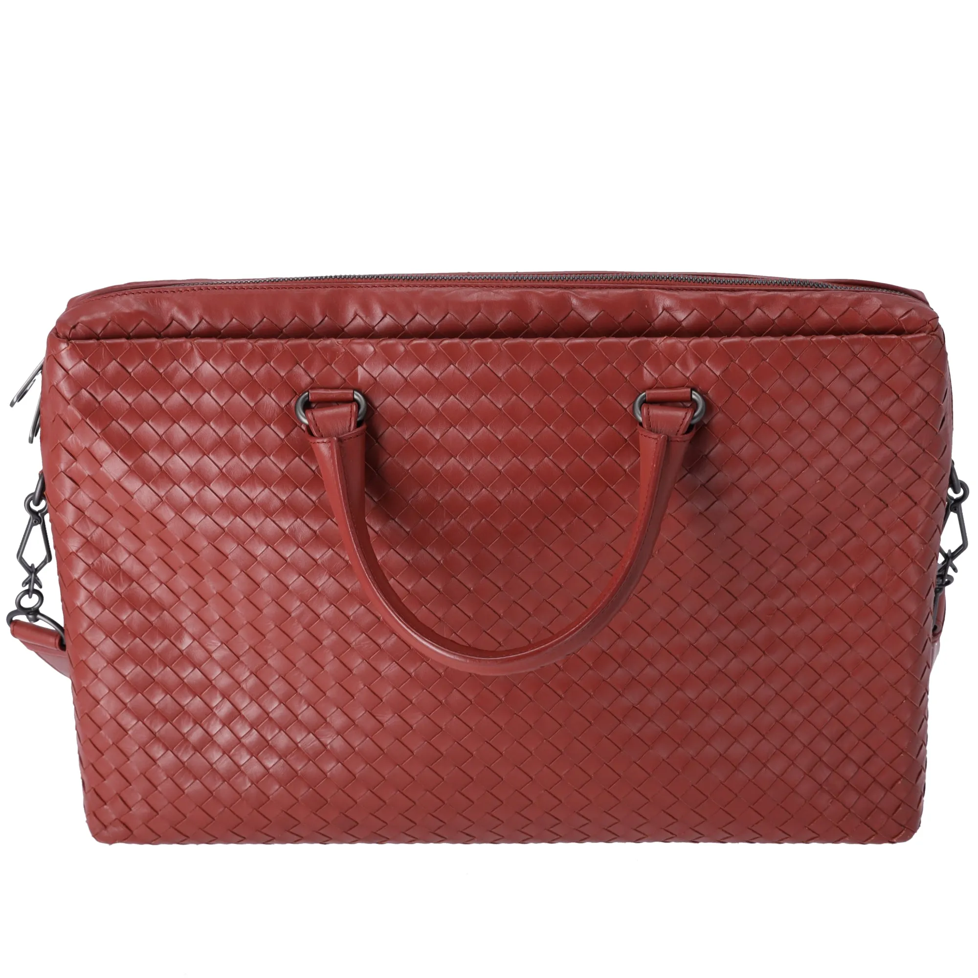 BOTTEGA VENETA Intrecciato Business Bag Brick Red Leather sold by Gaby's Bags