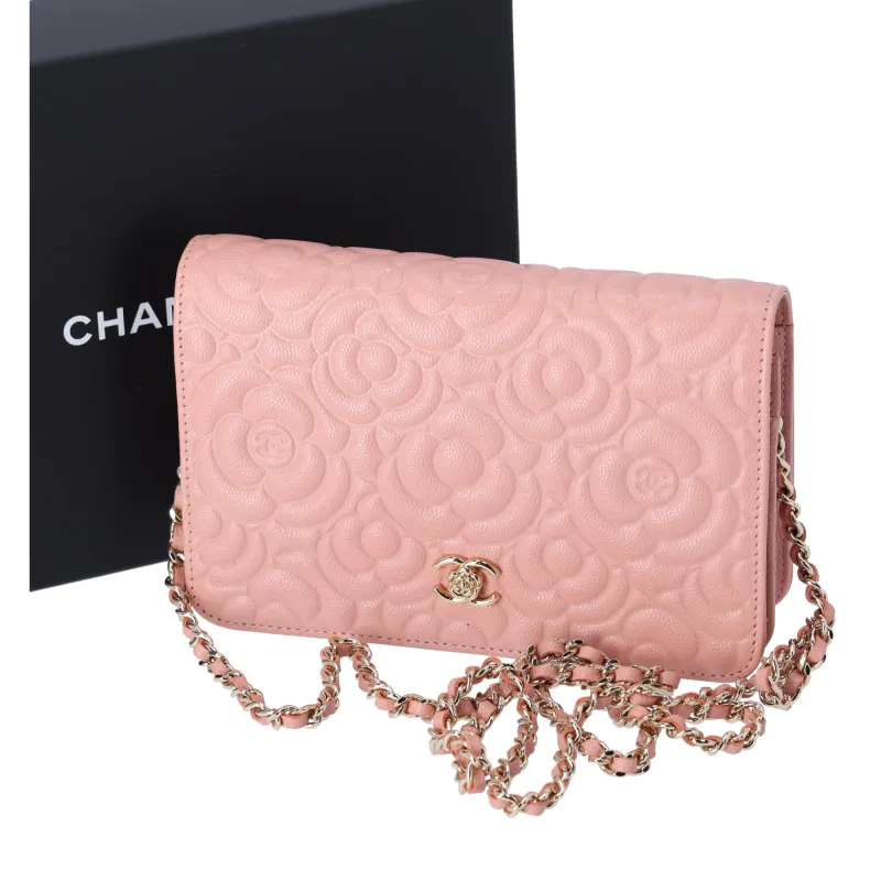 CHANEL Camellia Wallet On Chain WOC Crossbody Pink Caviar Leather sold by Gaby's Bags