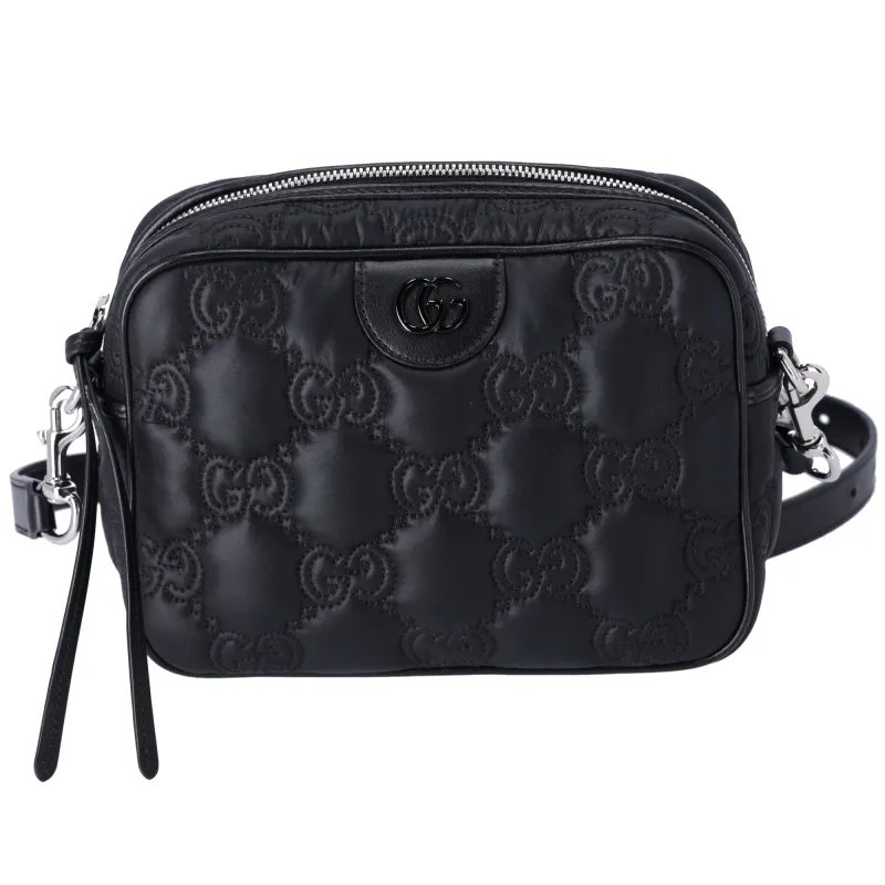 GUCCI GG Matelasse Shoulder Bag 702234 Black Nylon Leather sold by Gaby's Bags