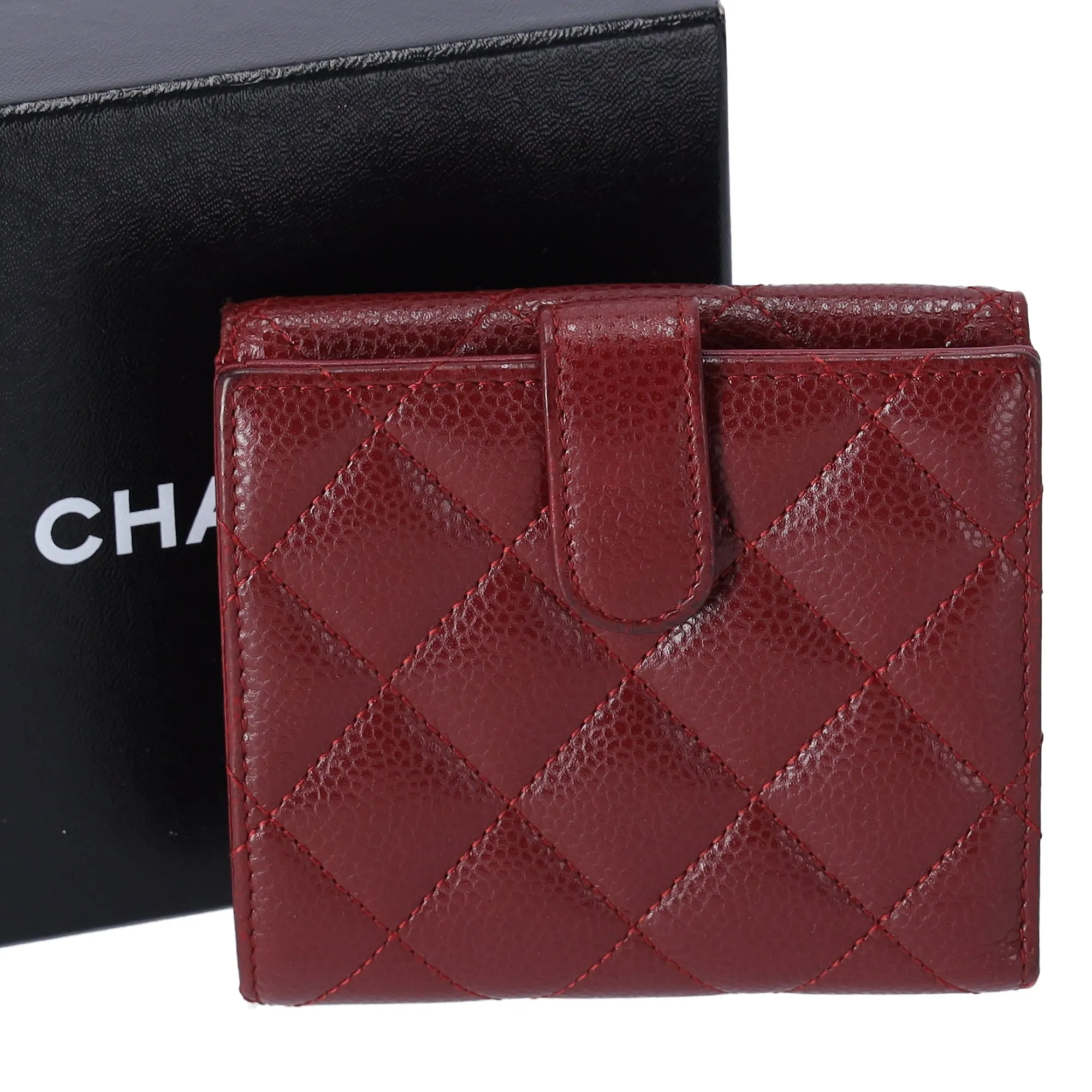 CHANEL Matelasse Trifold Wallet A48980 Bordeaux Caviar Leather sold by Gaby's Bags product image thumbnail 2