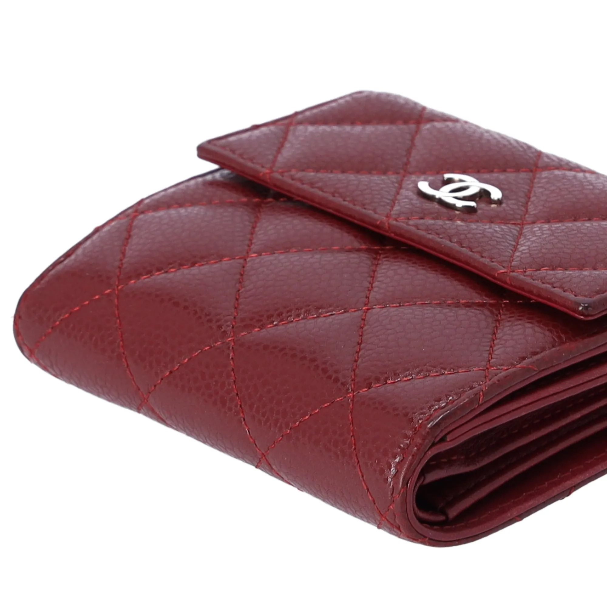 CHANEL Matelasse Trifold Wallet A48980 Bordeaux Caviar Leather sold by Gaby's Bags product image thumbnail 3