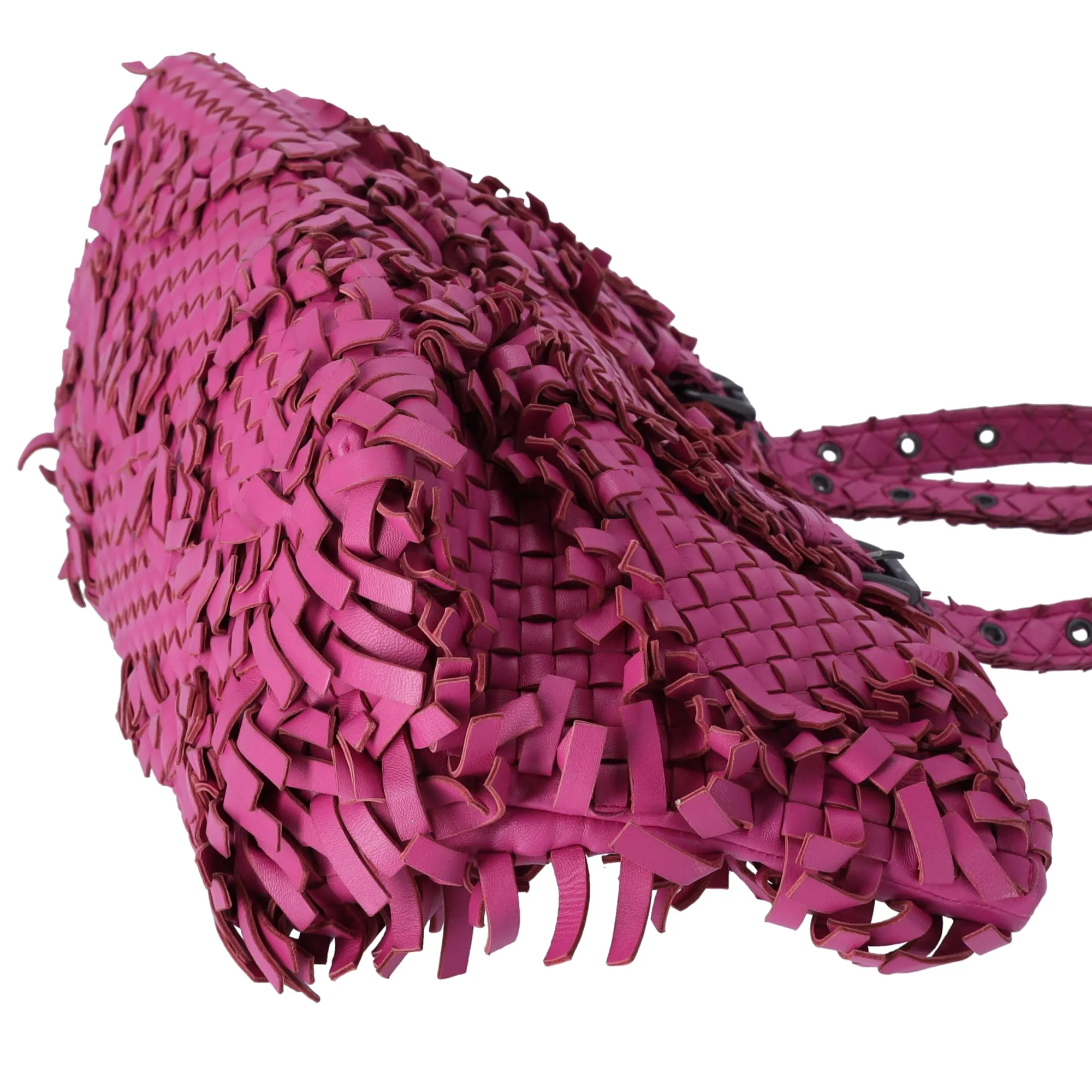 Bottega Veneta Lido Patchwork Large Tote Fringe Intrecciato Pink Leather sold by Gaby's Bags product image thumbnail 4