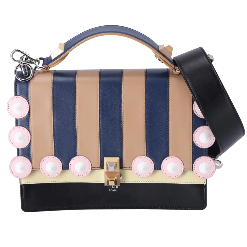 FENDI KAN I Handbag 8BT283 Beige Navy Multi Leather sold by Gaby's Bags