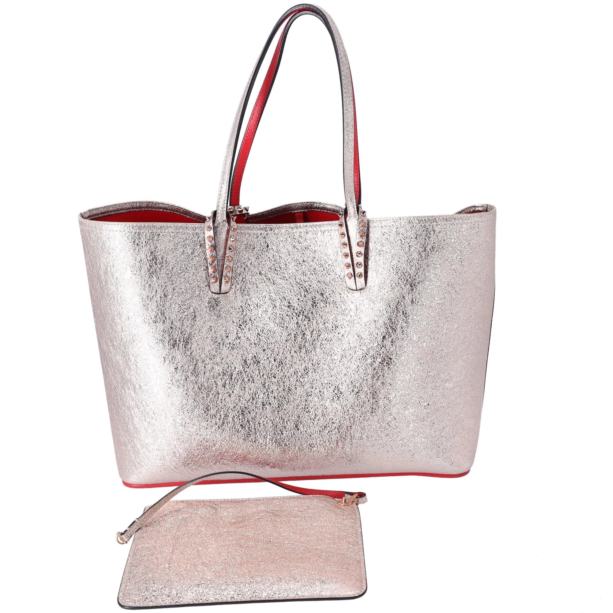 Christian Louboutin Cabata Tote Bag 1185169 Rose Gold Red Crinkled Leather sold by Gaby's Bags