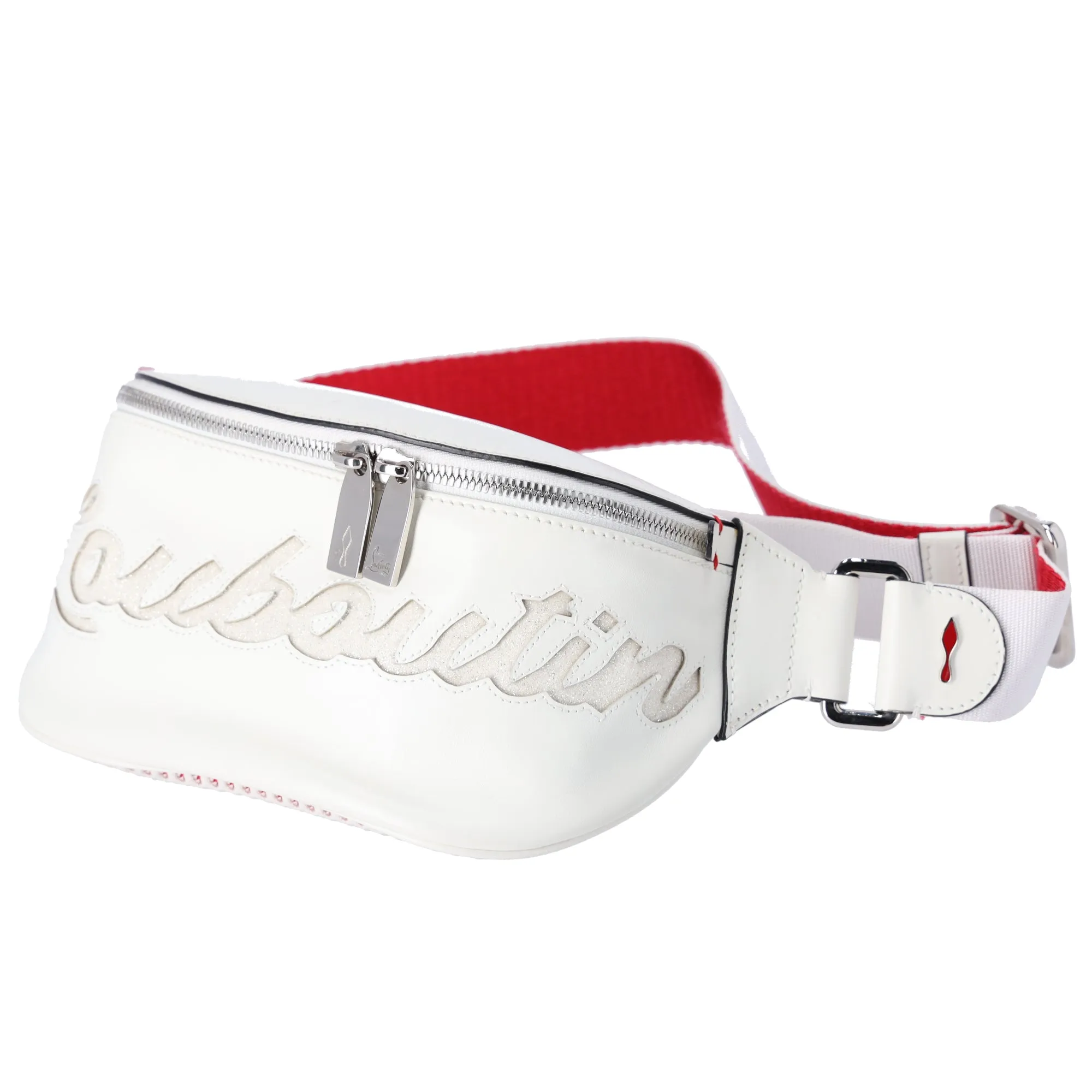 Christian Louboutin Mariejane Belt Bag Bum Bag White Red Calf Leather sold by Gaby's Bags