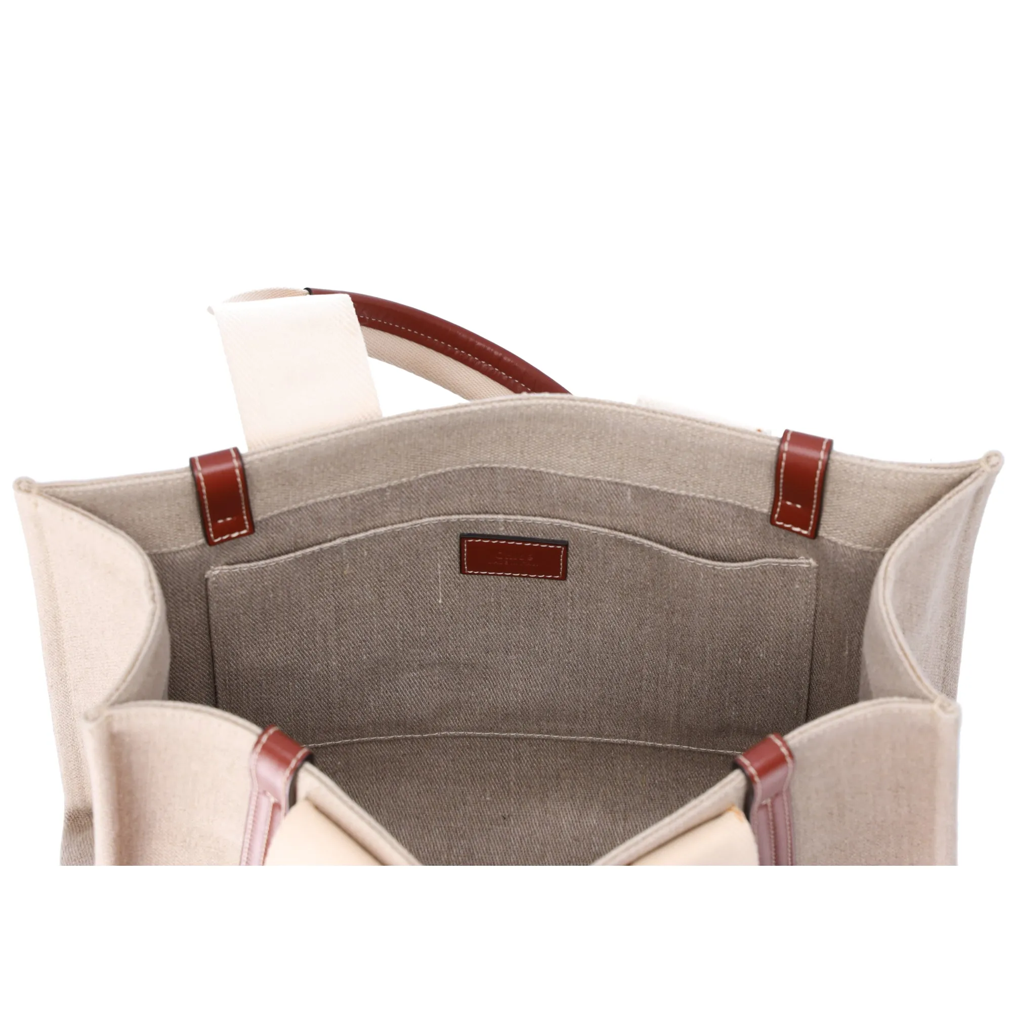 Chloe Woody Medium Tote Bag Beige Cream Brown Canvas sold by Gaby's Bags product image thumbnail 5