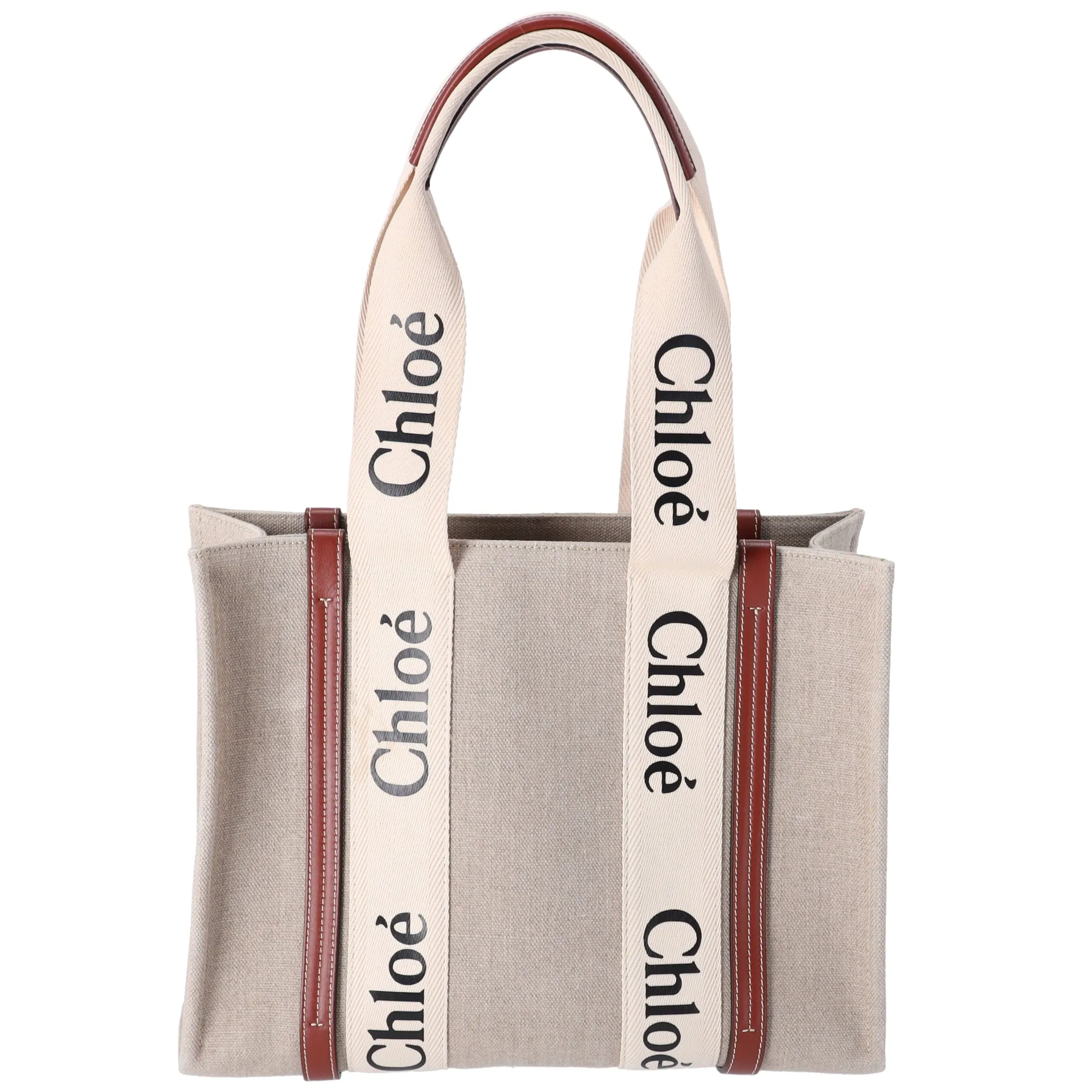 Chloe Woody Medium Tote Bag Beige Cream Brown Canvas sold by Gaby's Bags