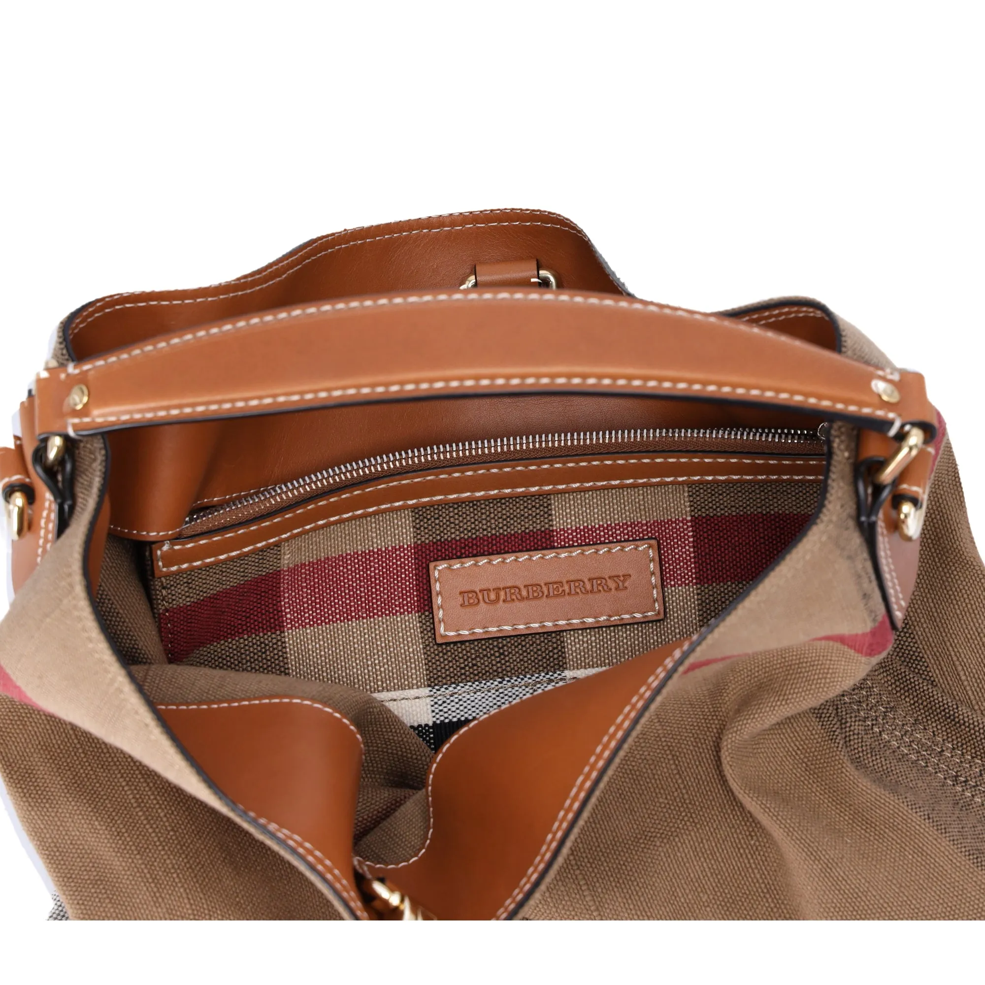 Burberry Ashby Medium Check Canvas Hobo Bag Brown Black sold by Gaby's Bags product image thumbnail 4