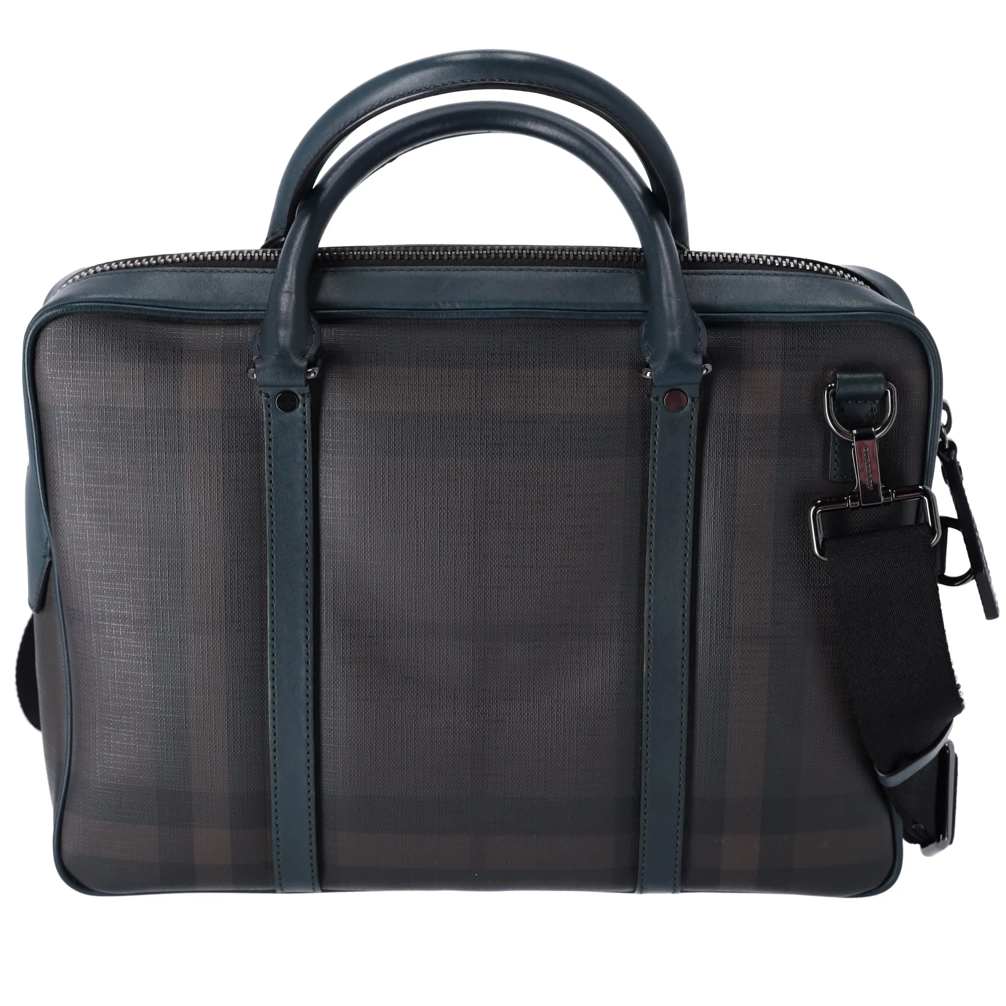 Burberry Business Bag Dark Brown Dark Green Black PVC Leather sold by Gaby's Bags